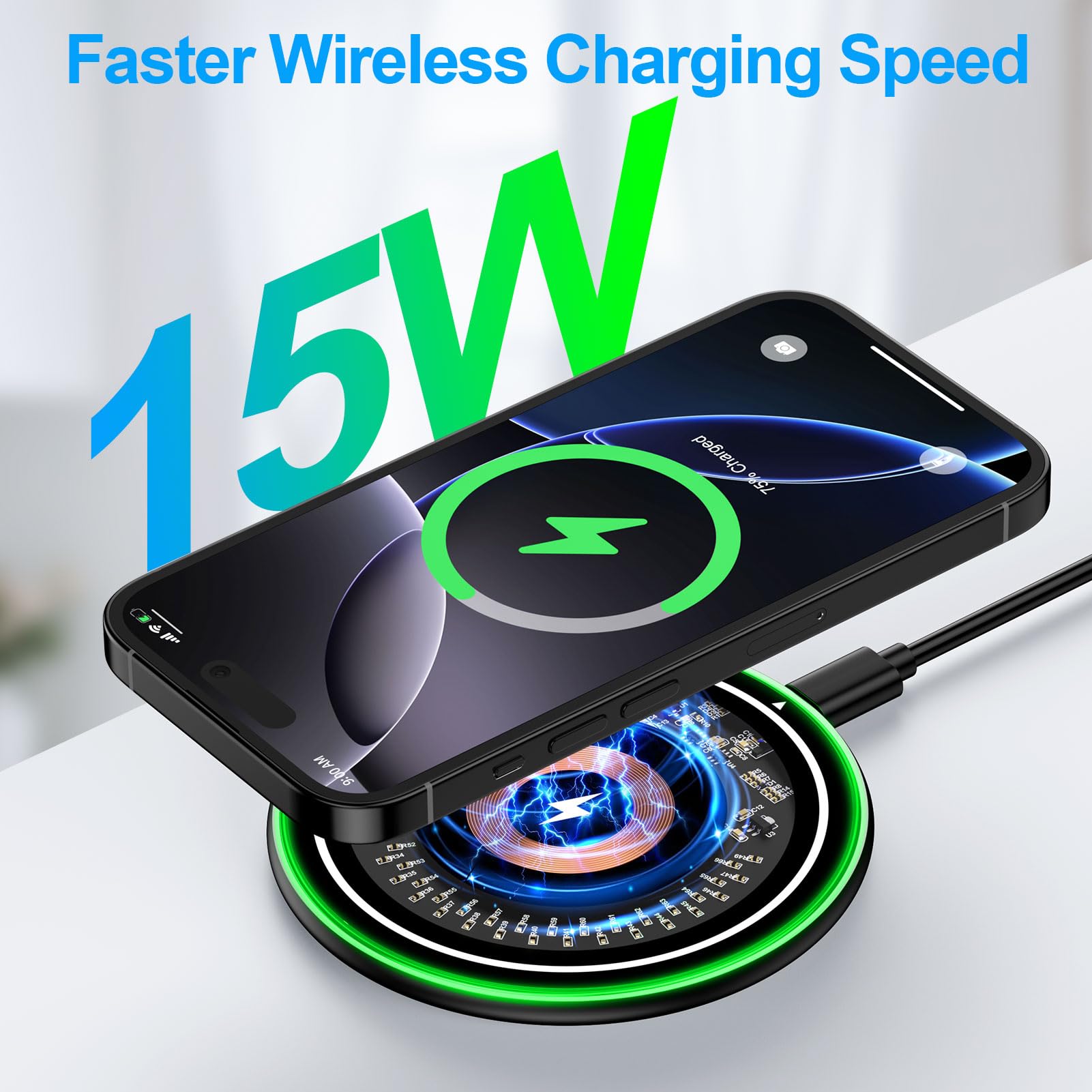 Wireless Charger Samsung Fast Charging Pad 15W Wireless Phone Charger Android Charging Station Mat For Samsung Galaxy S25 Ultra/