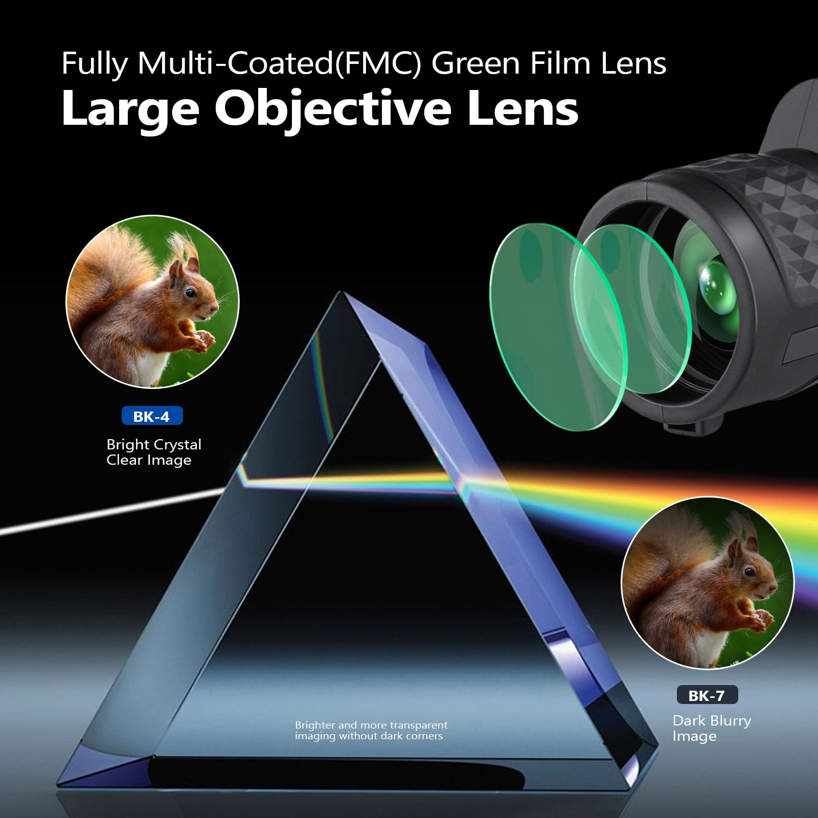 40X60 Monoculars For Adults High Powered With Smartphone Adapter And Tripod, Equipped With Bak4 Prism For Animal Bird Watching H