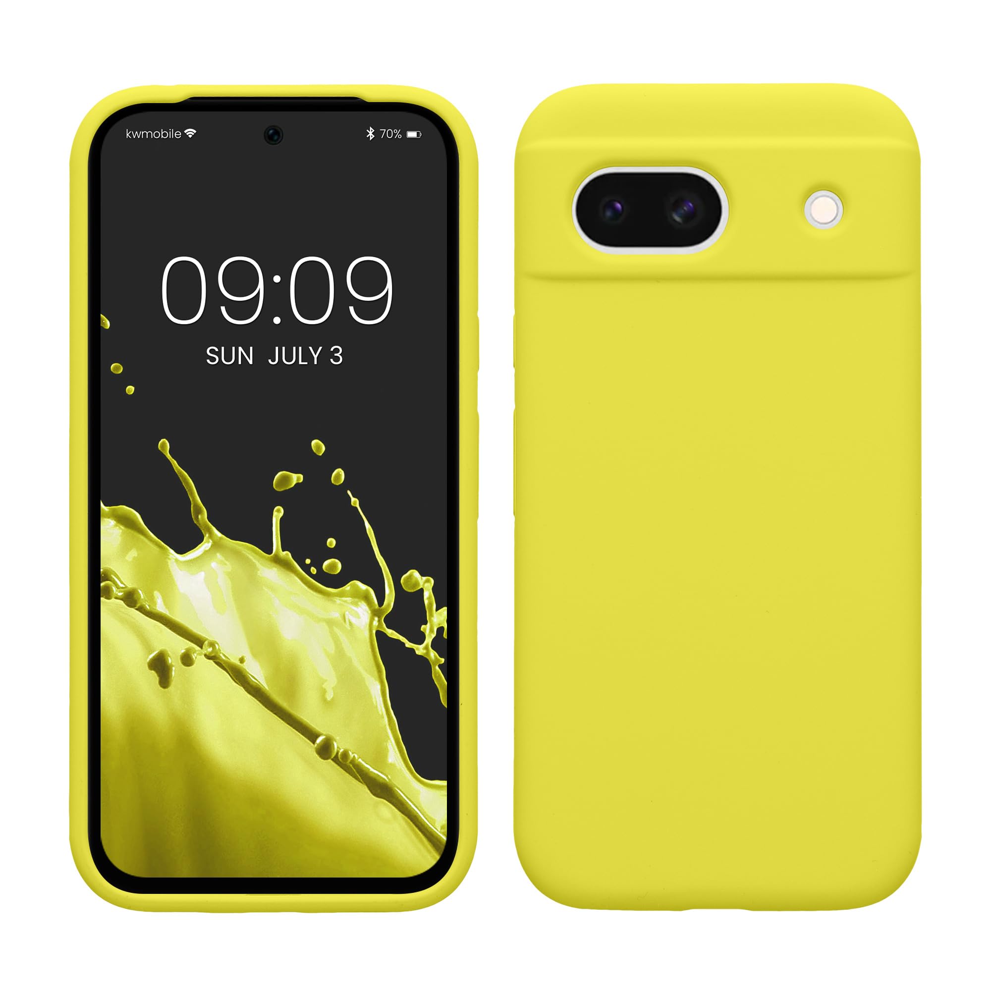 kwmobile Case Compatible with Google Pixel 8a Case - TPU Silicone Phone Cover with Soft Finish - Lemon Yellow