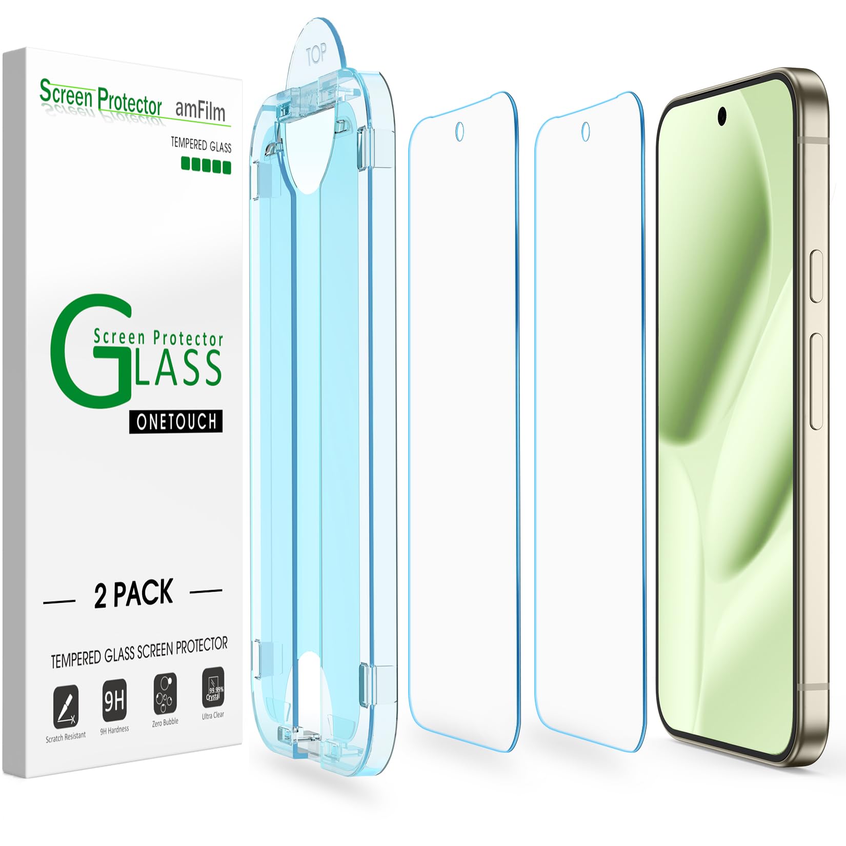 amFilm Auto-Alignment OneTouch for Google Pixel 10 Pro XL [6.8] Screen Protector Tempered Glass,30 Seconds Installation,Bubble F