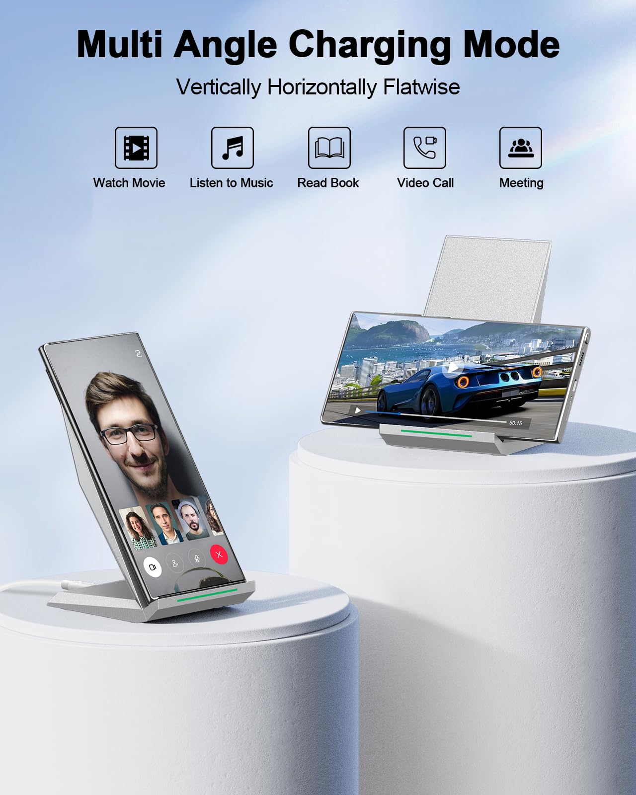 Fast Wireless Charger, Nanami Qi Certified Wireless Charging Stand Compatible Iphone 16/16 Plus/16 Pro/16 Pro Max/15/14/13/12, S