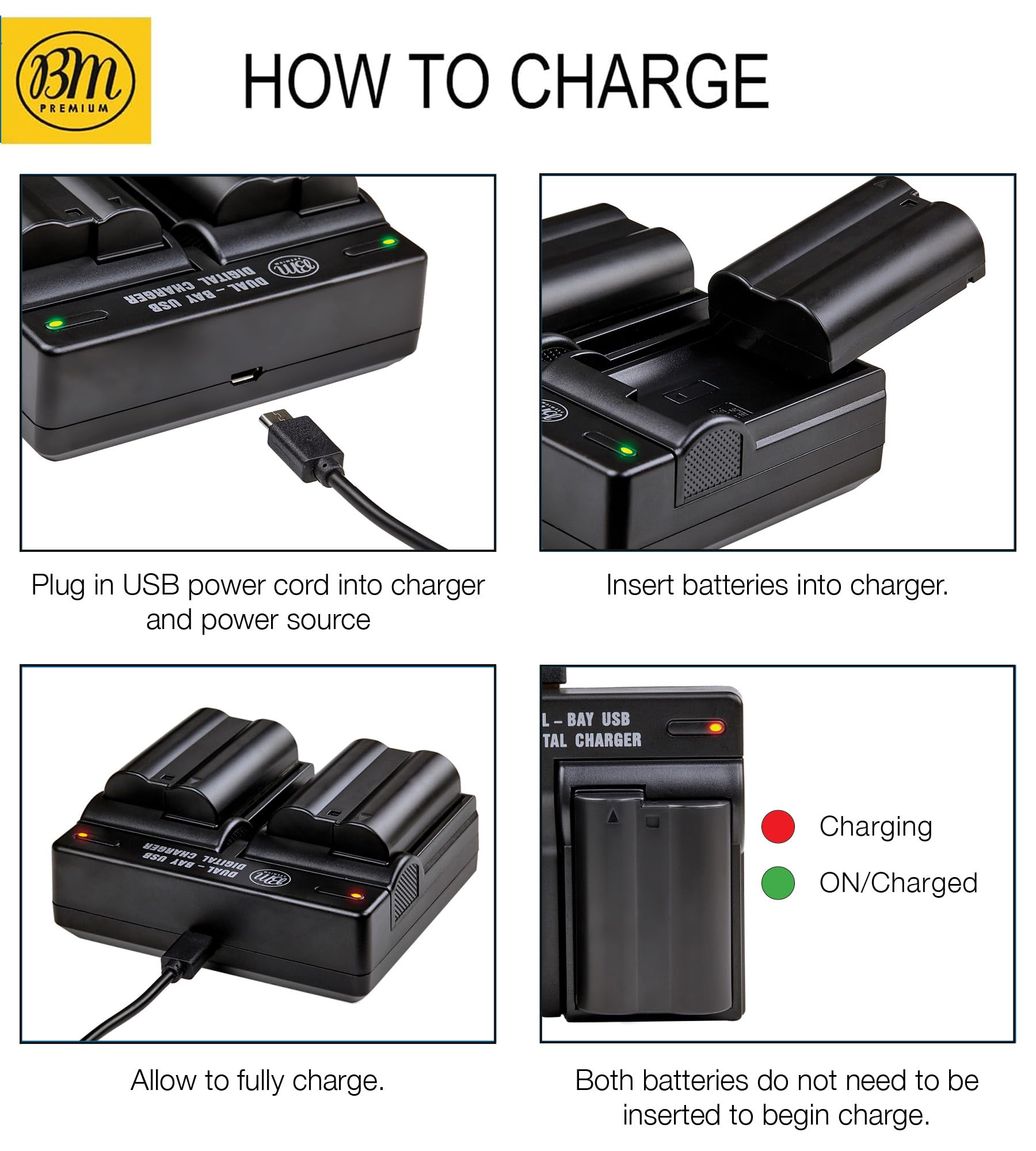 Bm Premium 2 Pack Of En El15C High Capacity Batteries And Dual Bay Battery Charger For Nikon Zf, Z5, Z6, Z6Ii, Z7, Z7Ii, Z8, D78