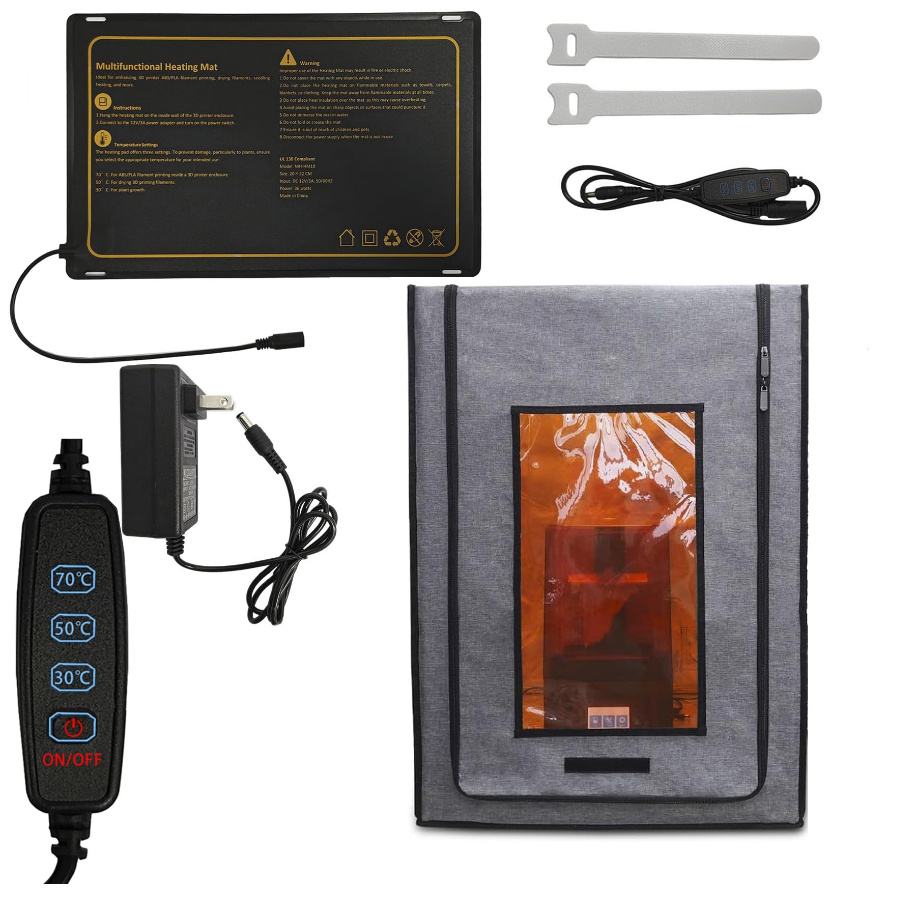 Upgrade Multifunctional Heating Mat Heater 3D Printer Enclosure Tent Warm Cover Compatible with Resin 3D Printer, Ender 3, Ender