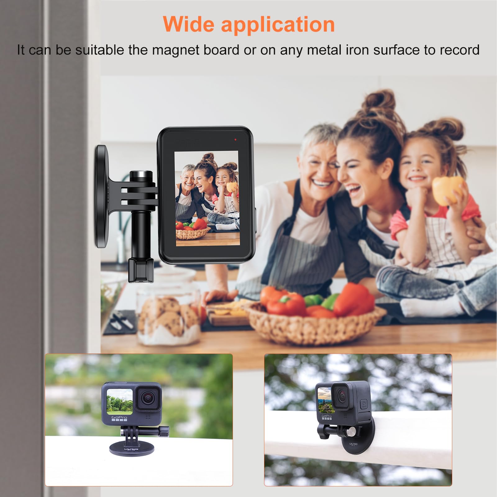 Uurig Bh 14 Magnetic Pov Neck Selfie Holder For Gopro, Action Camera Mount Quick Release, Hands Free For Gopro Hero11 10 9 8 7 B