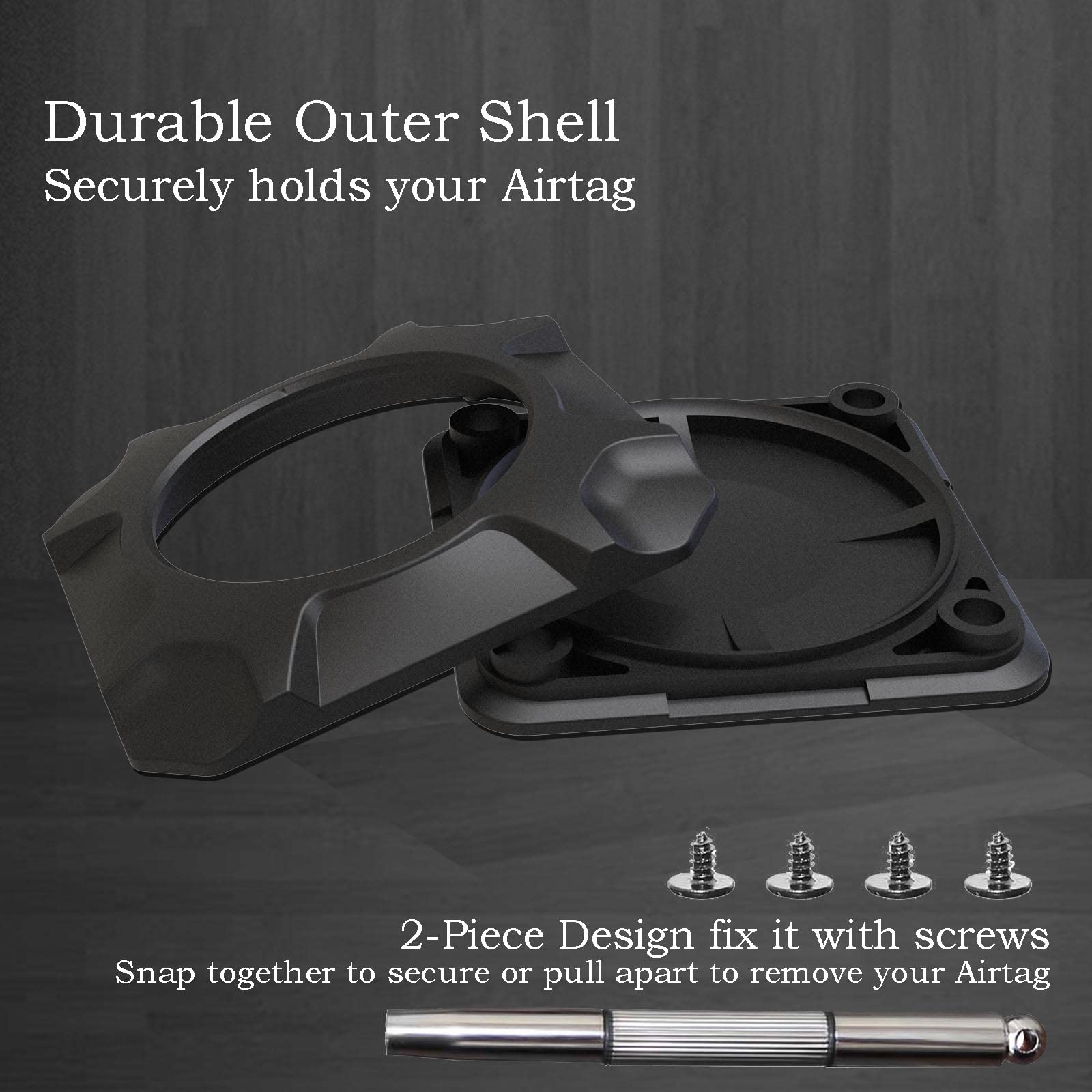 GUANZHI Airtag Holder Strong Case, Stick-On Mount, Black, Durable ABS Material, Protective Accessories for Apple AirTag, Model EXPDKN_B09PYPFMZT