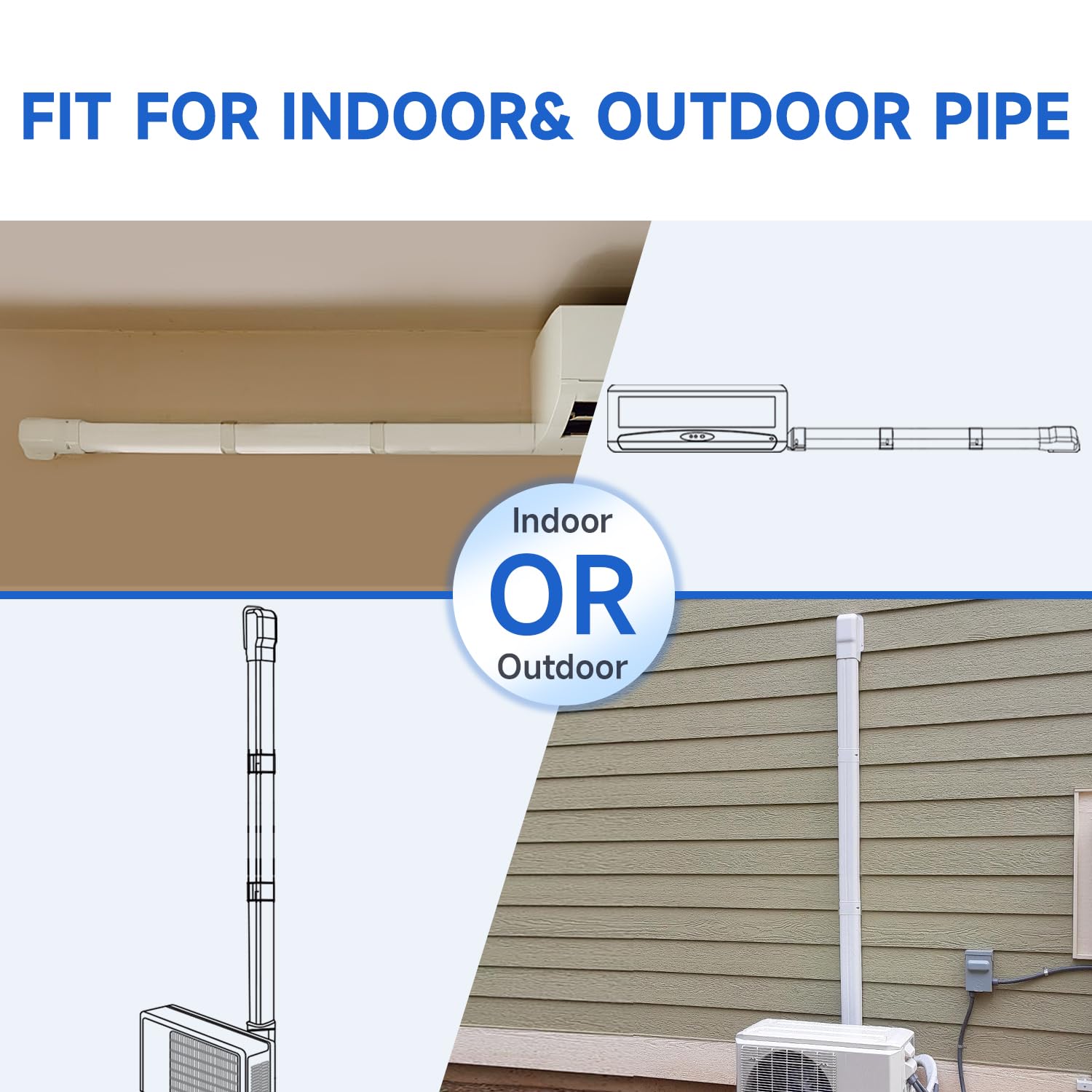 Cestluck 3'' 11 Ft Mini Split Line Set Cover, Pvc & Pp Line Cover Set Universal For Mini Split Ac & Central Ac