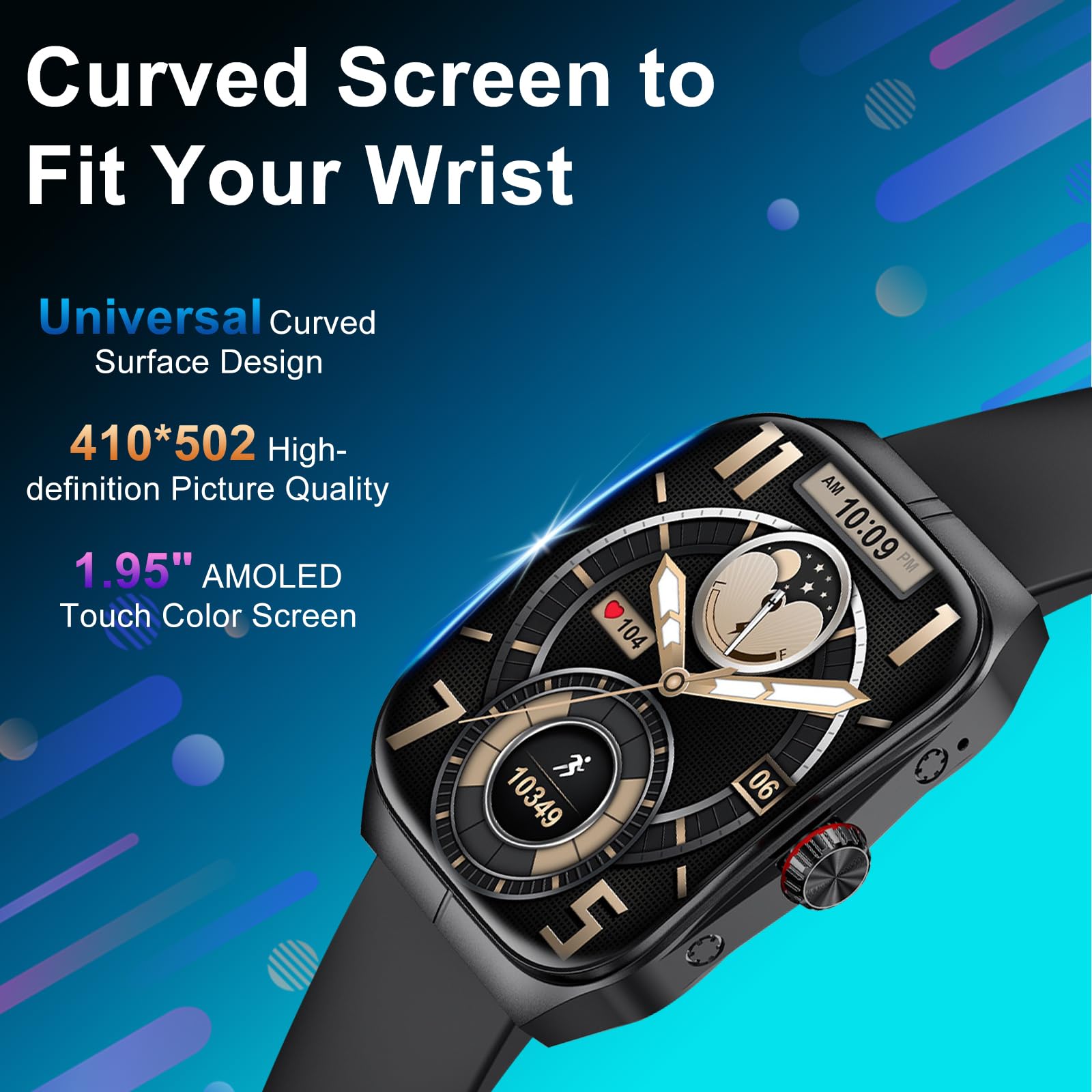 Aisenflixs Curved Screen Smart Watch, Sport Fitness Tracker, Call Message Notification, Health Monitoring, For Android Ios