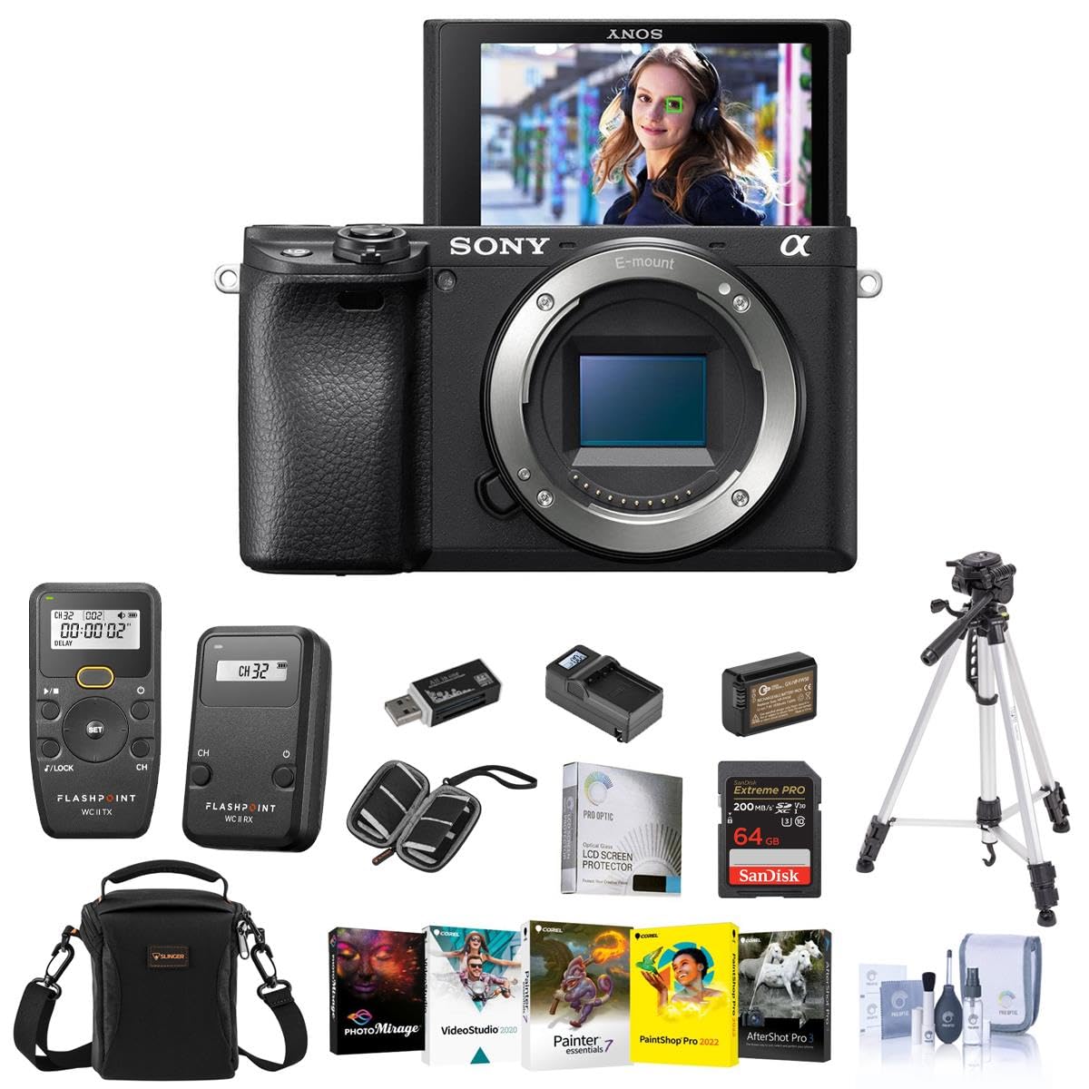 Sony Alpha a6400 Mirrorless Digital Camera - Bundle with Bag, Shutter Release Transmitter, Shutter Release Receiver, Extra Batte