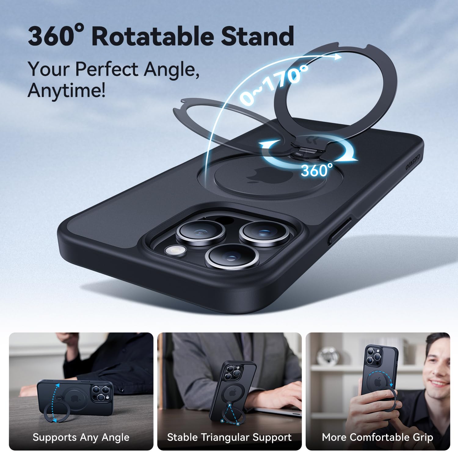Casekoo Patented 360 Spin Magnetic Stand For Iphone 13 Pro Max Case [Military Drop Protection] [Compatible With Magsafe] Matte T