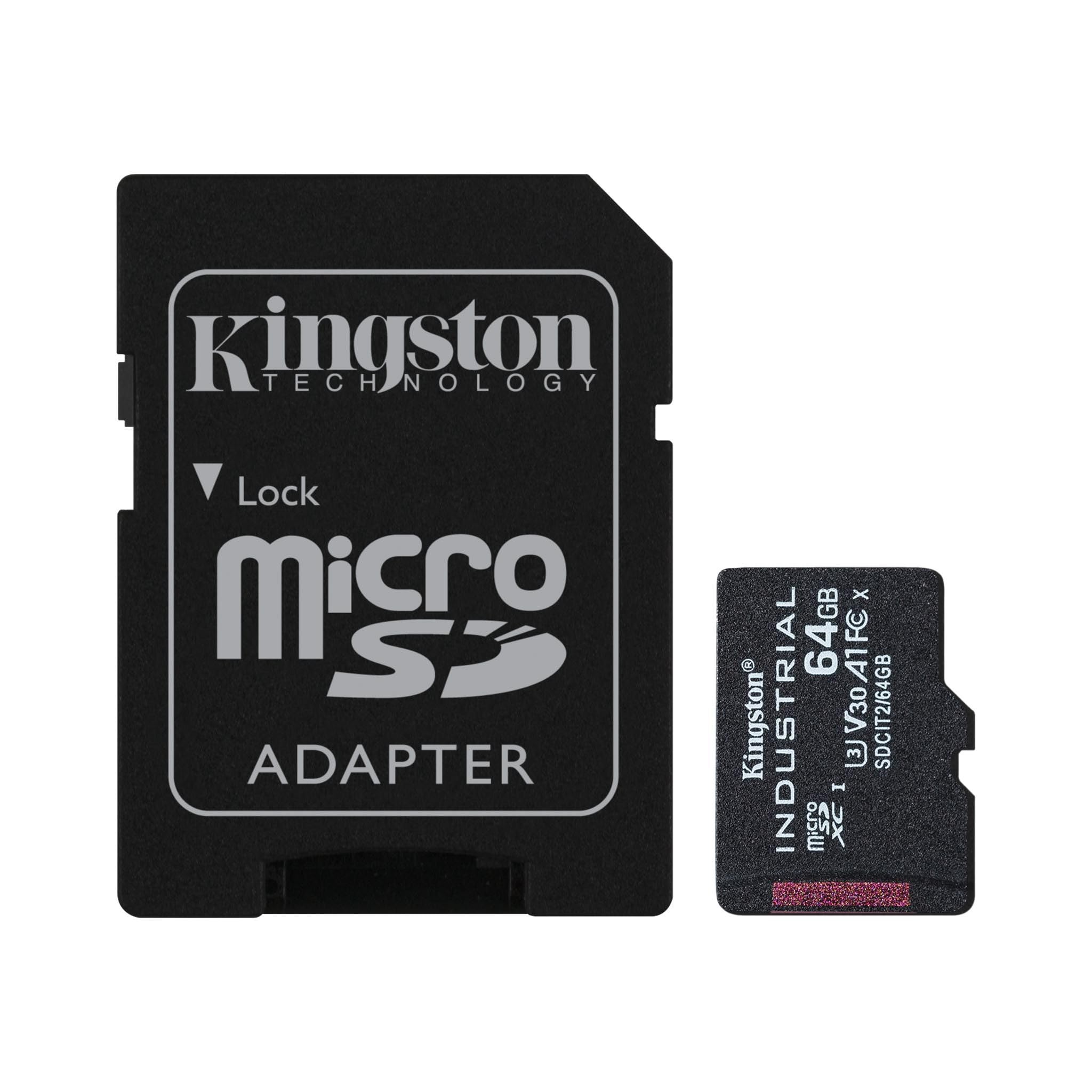 Kingston Industrial 64GB microSDXC C10 A1 pSLC Card + SD Adapter SDCIT2/64GB