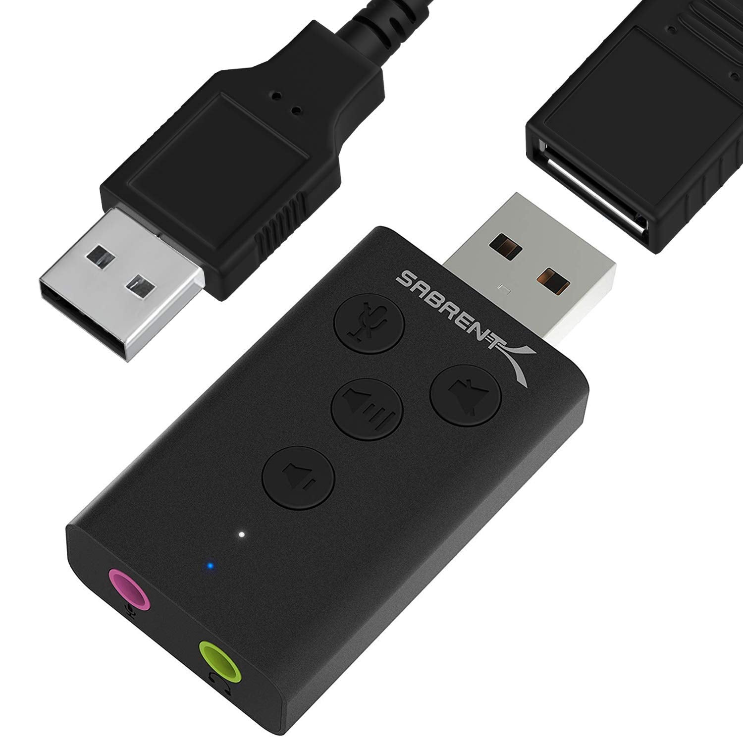 SABRENT Aluminum USB External 3D Stereo Sound Adapter for Windows and Mac. Plug and Play No Drivers Needed. [Black] (AU-DDAB)
