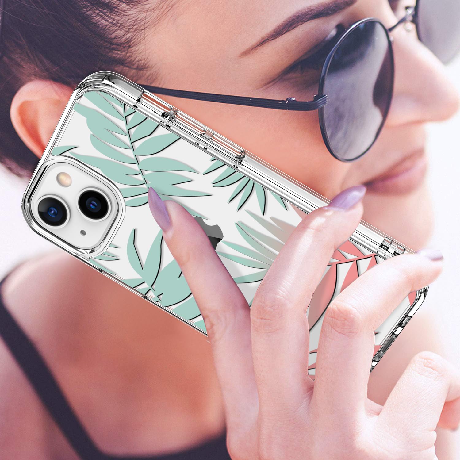 Luhouri For Iphone 15 Plus Case With Screen Protector   Crystal Clear Cover  Fashionable Pattern Design  Wireless Charging  Slim