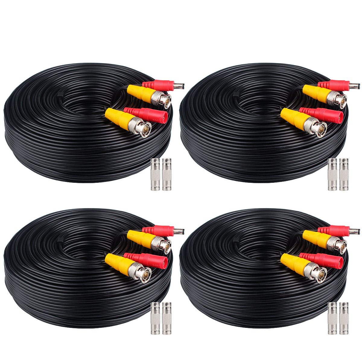 Wildhd 4X200Ft Bnc Cable All In One Siamese Video And Power Security Camera Cable Extension Wire Cord With 2 Female Connectors F