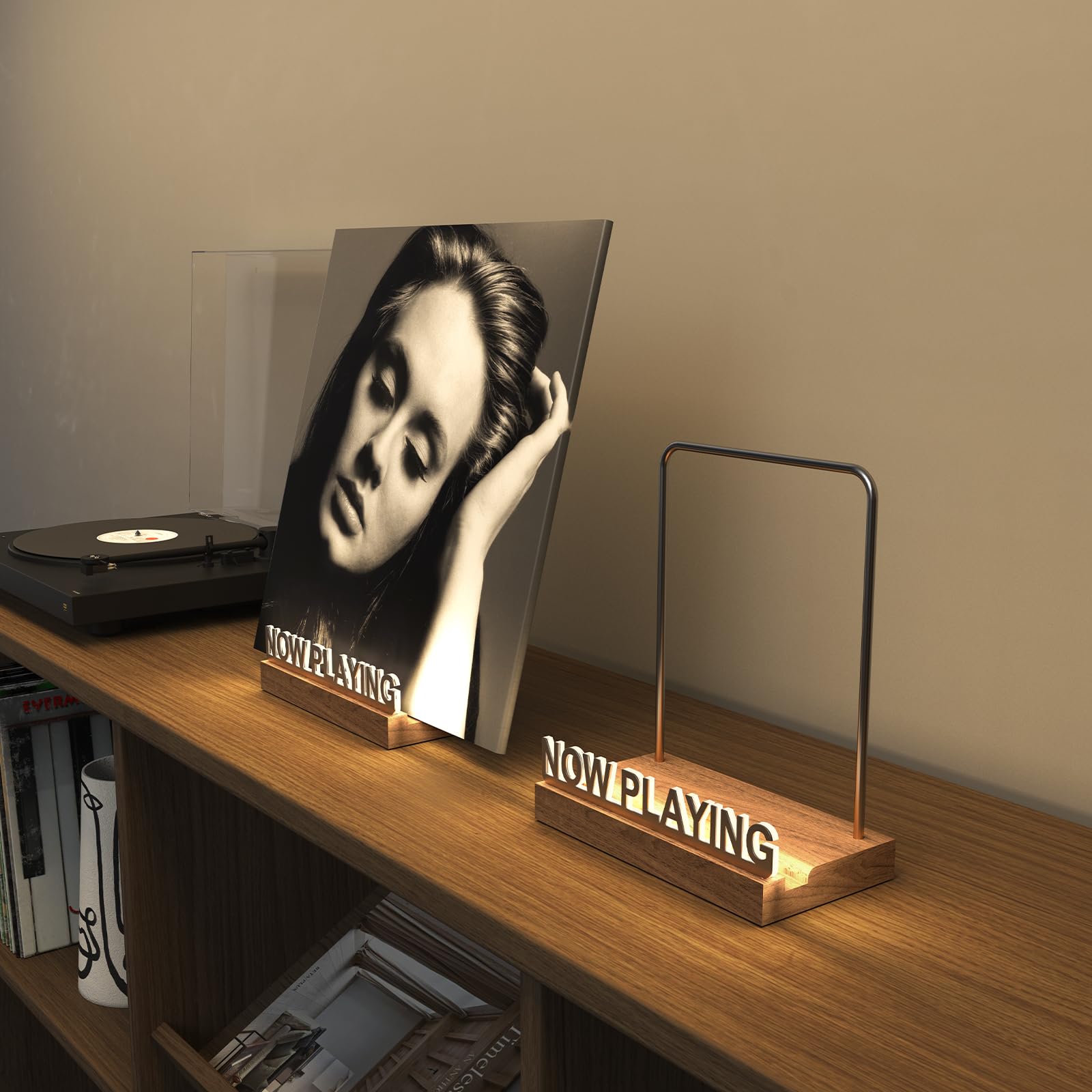 Korrtfid Now Playing Vinyl Record Stand, Vinyl Record Holder, Light Up Vinyl Record Display Stand, Vinyl Record Holder For Album