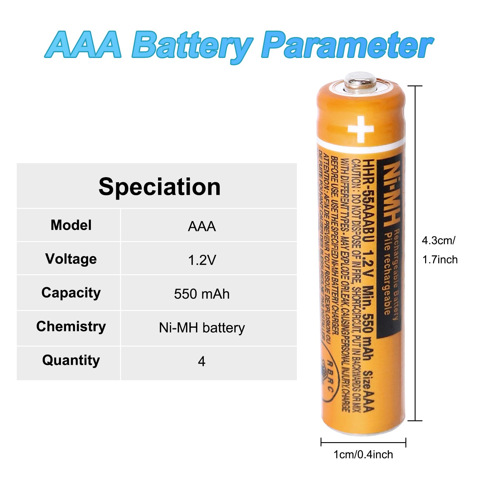 Cucesh Ni Mh Aaa Rechargeable Battery 1.2V 550Mah Rechargeable Aaa Batteries For Panasonic Cordless Phones (6)