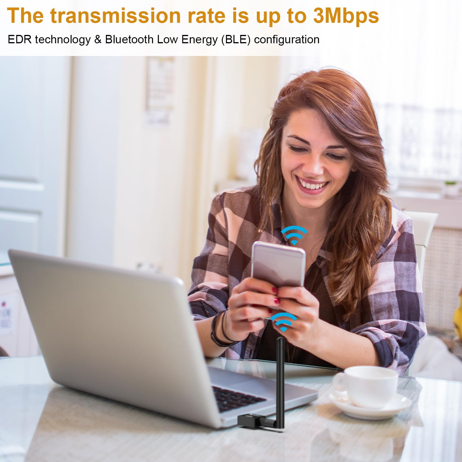 Usb Bluetooth 5.4 Adapter For Desktop Pc, Long Range 500Ft Wireless Transfer For Headphones, Keyboard, Mouse, Compatible With Windows11/10/8.1