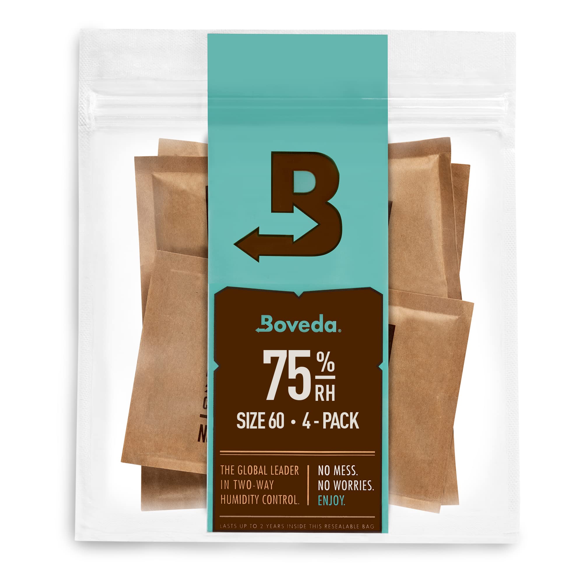 Boveda 75% Two Way Humidity Control Packs For Non Plastic Humidifier Boxes   Size 60   4 Pack   Moisture Absorbers   Humidifier