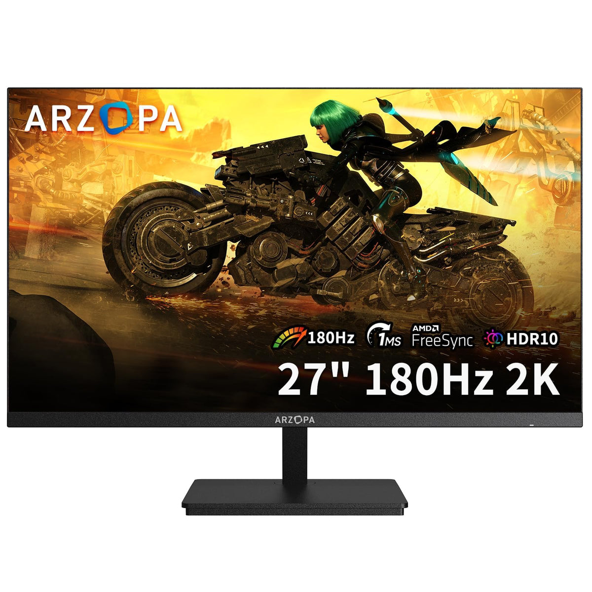 Arzopa 27'' 180Hz Gaming Monitor -2K Qhd 2560X1440 Fast Ips Computer Pc Display 115% Srgb Adaptive-Sync 1Ms Response, 1X Display