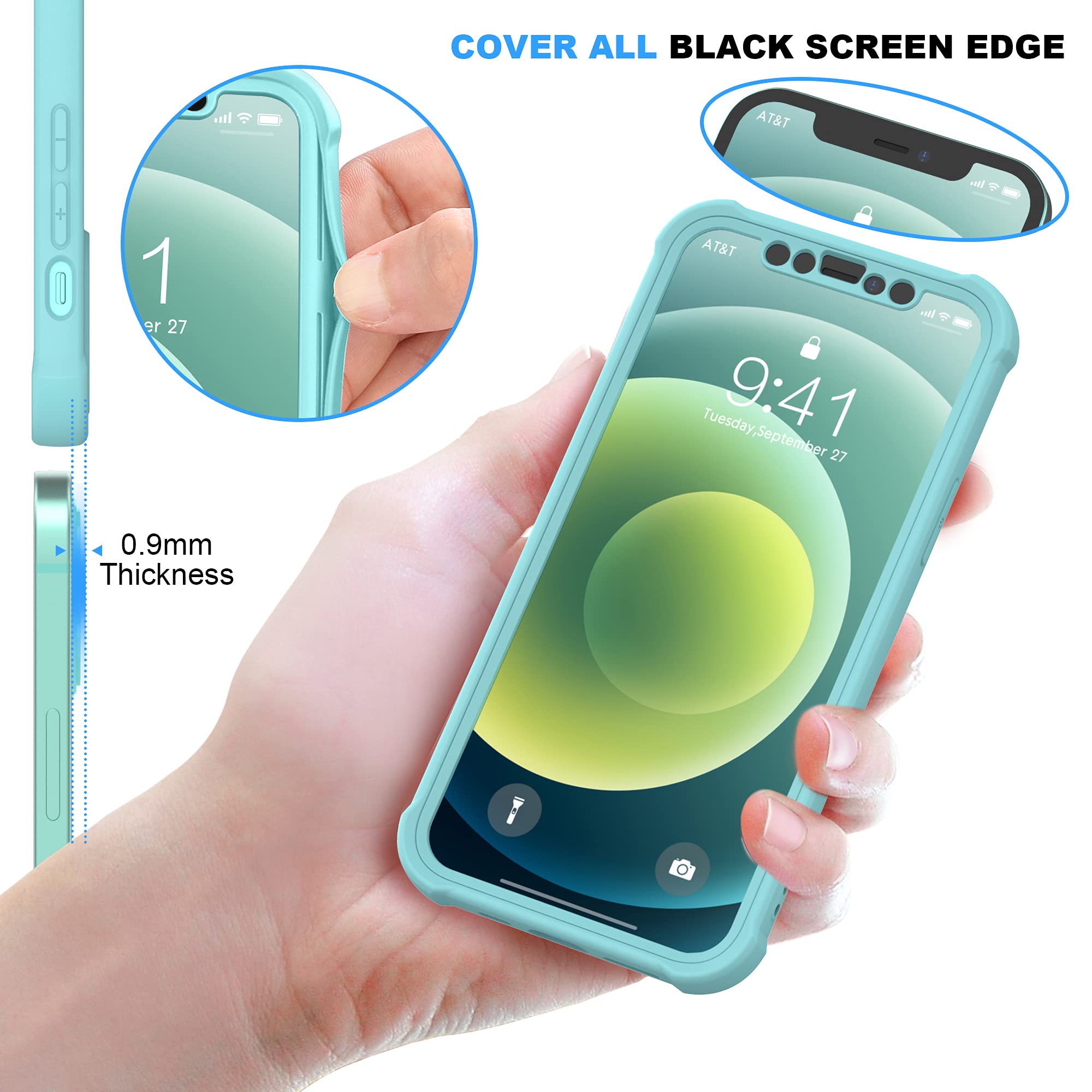 Oretech For Iphone 12 Case/Iphone 12 Pro Case With [2 X Tempered Glass Screen Protector] 360 Heavy Duty Hard Pc Bumper Phone Cov