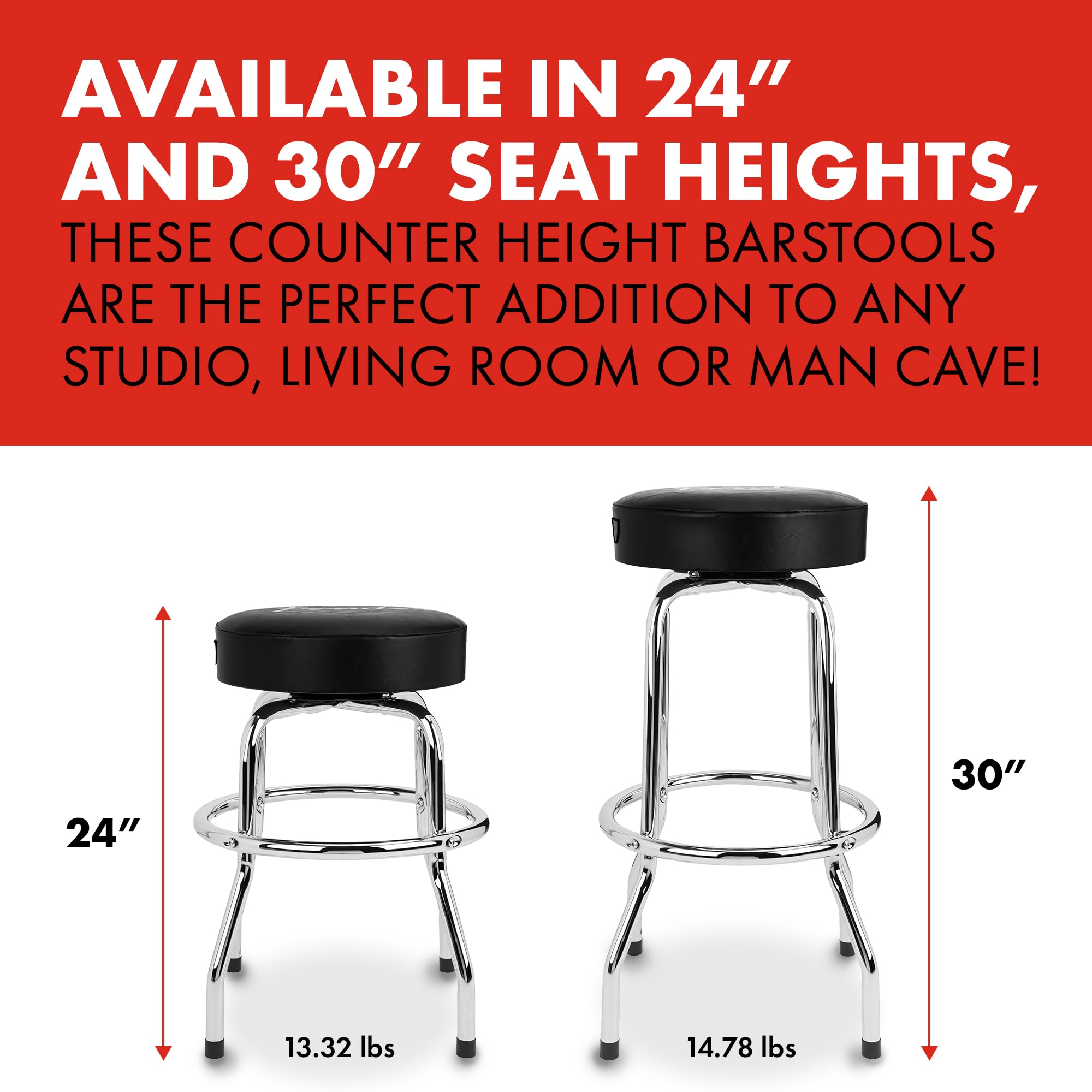 Fender Spaghetti Logo Swivel Barstool With Guitar Picks Pouch, Great Gifts For Dad, With 1 Year Limited Warranty, Simple Assembl