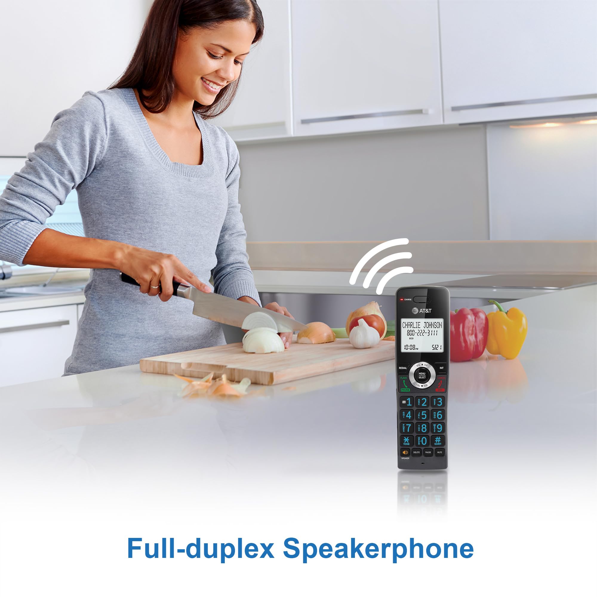 At&T Gl2101 Dect 6.0 Cordless Home Phone With Call Block, Caller Id, Full Duplex Handset Speakerphone, 2'' White Backlit Display