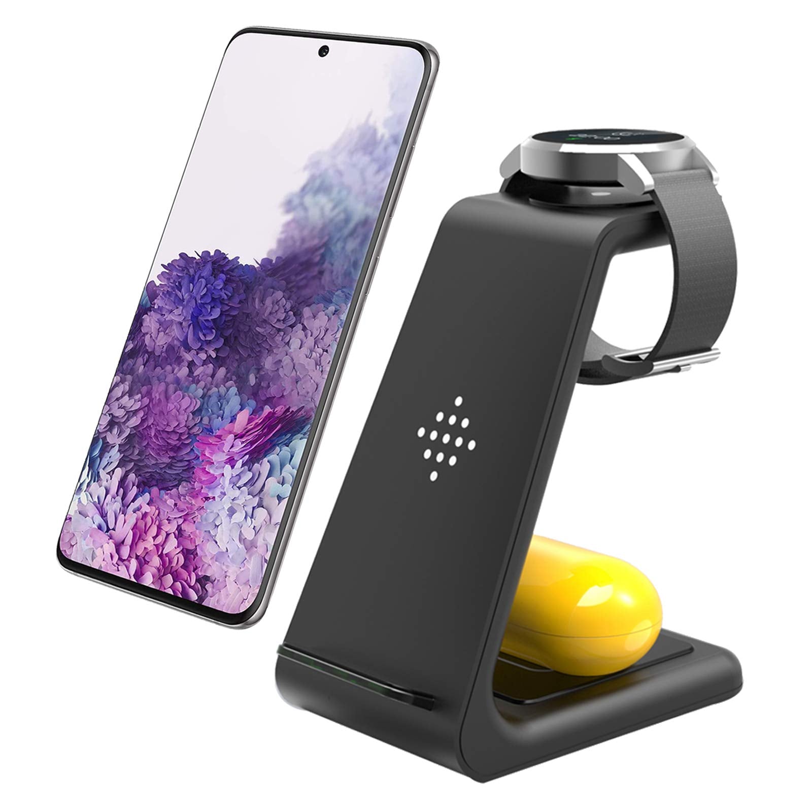 YOCUNKER Wireless Charger,3 in 1 Charging Station Dock for Watch 5/4/3/2/Active 2/1/Gear S3, S22 Ultra/S21/S20/S10/Note 20/Z Fli