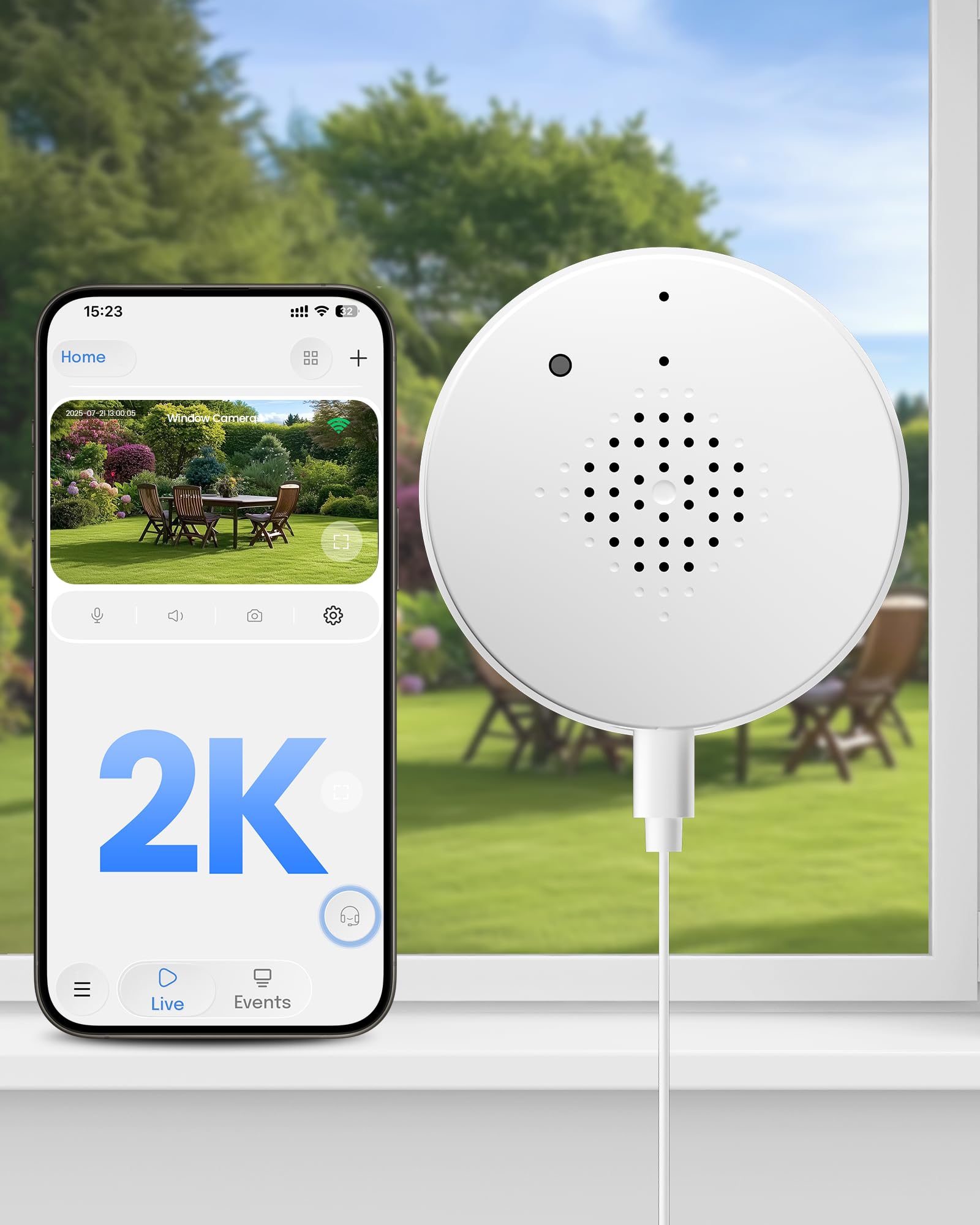 AKINGUAR 3MP 2K Window Camera, WiFi6 Indoor Camera for Home Security, with Full-Color Night Vision, AI Person/Vehicle/Motion Det
