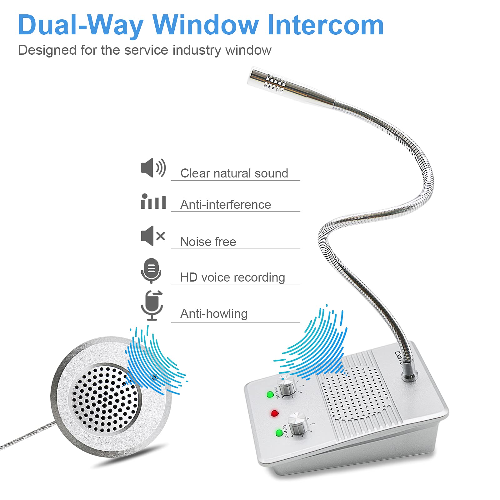 Calltou Window Speaker Intercom System,Anti Interference Intercommunication Talk Through Glass Window,Intercom System For Business,Bank,Office,Hospital,Counter,Store,Station,Medical Center