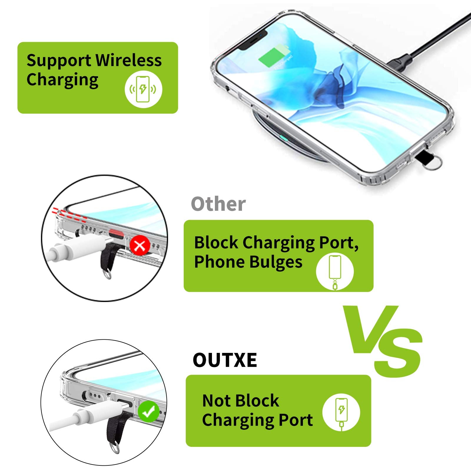 Outxe Universal Phone Tether Tab With Adhesive, 4 Pack Phone Lanyard Replacement Part For Phone Strap   Black