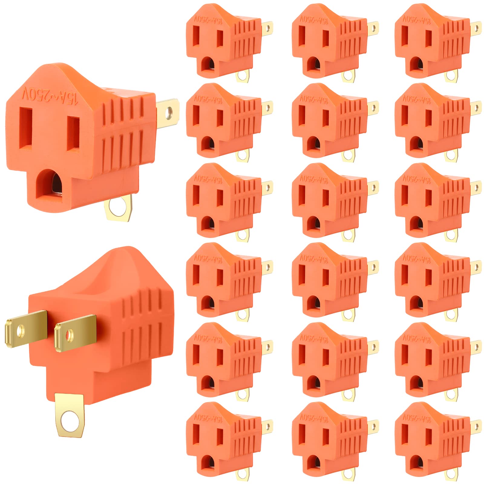 20 Pieces 3 Prong To 2 Prong Adapter Polarized Grounding Converter Grounding Converter Outlet Adapter For Wall Outlets Plugs Hou