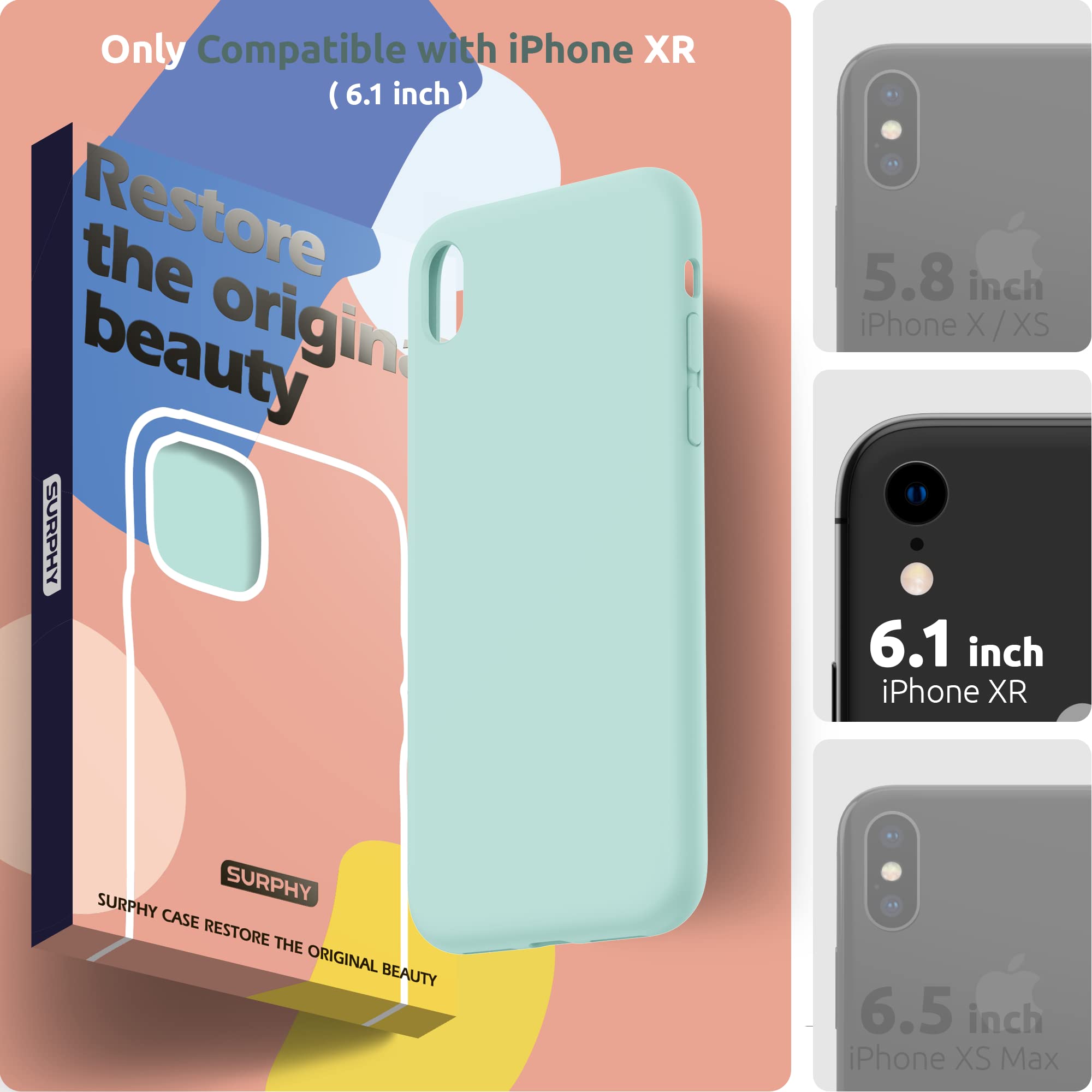 Surphy Compatible With Iphone Xr Case, Thickened Liquid Silicone Phone Case (With Microfiber Lining) For Iphone Xr 6.1 Inches, M