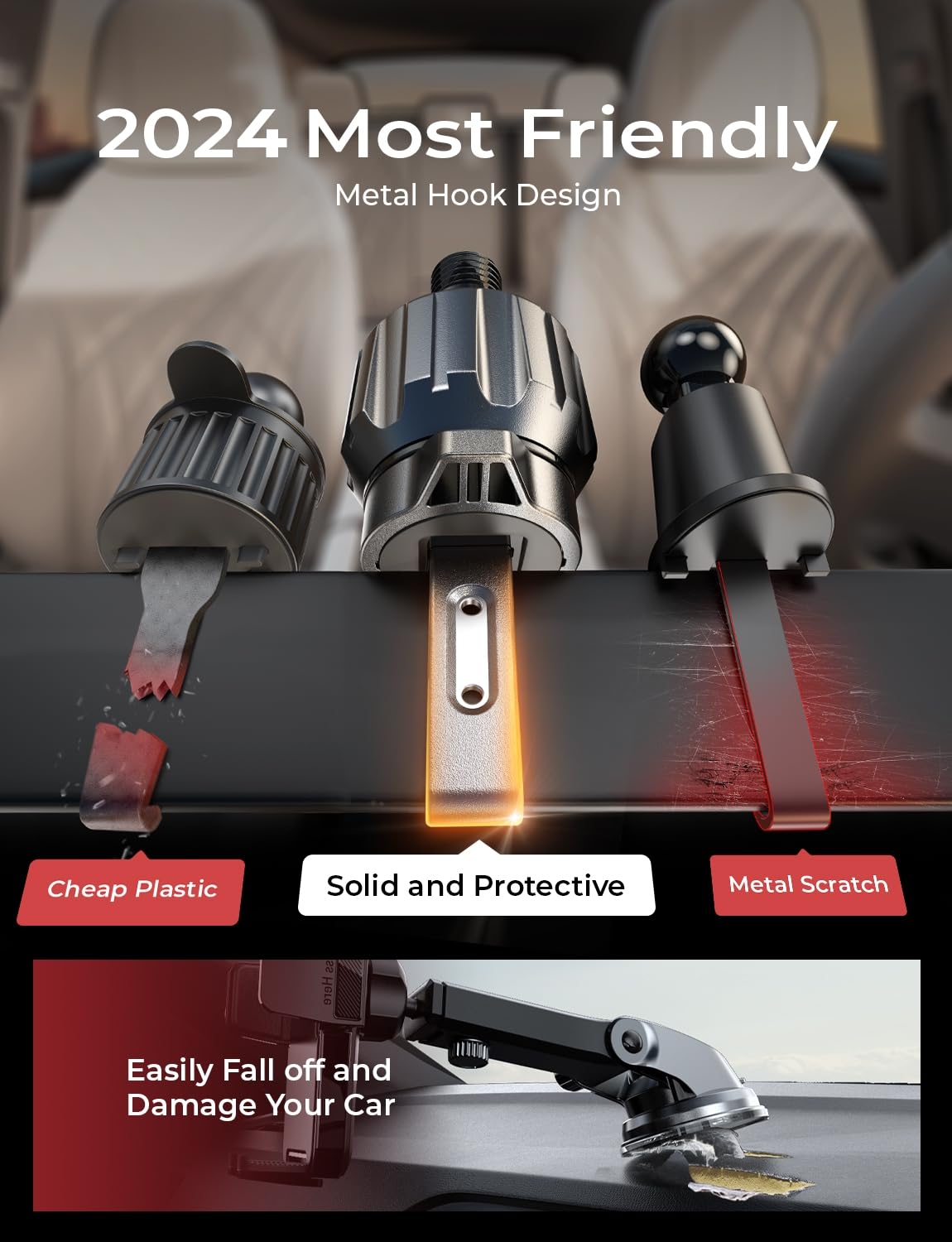 Lisen Phone Mount For Car Vent [Never Blocking] Rotatable Car Phone Holder Mount Air Vent Clip 2024 Hands Free Cell Phone Car Mo