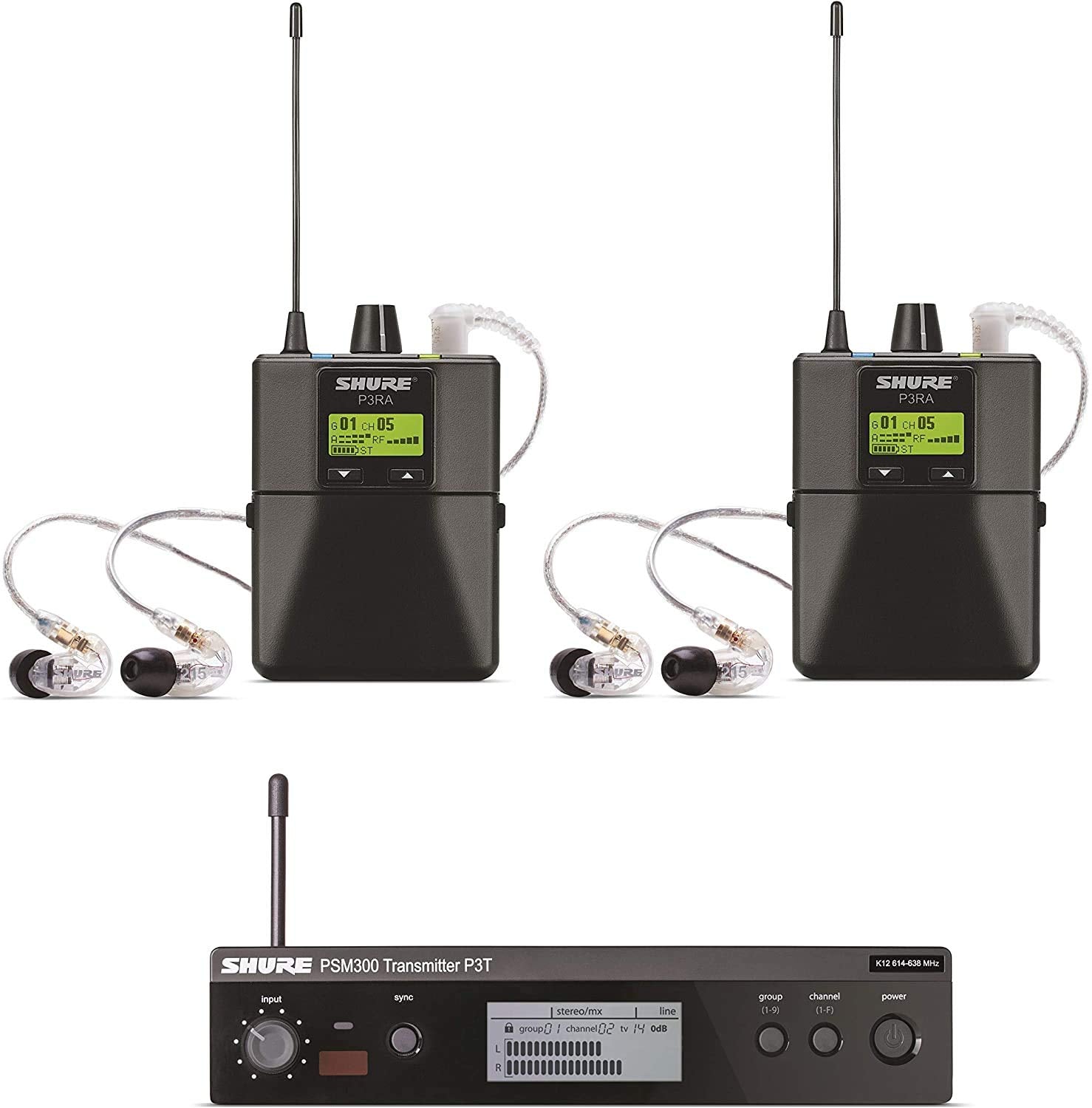 Shure Psm300 P3Tra215Twp Pro Wireless In-Ear Personal Monitor System With Se215-Cl Earphones, Twinpack - J13 Band