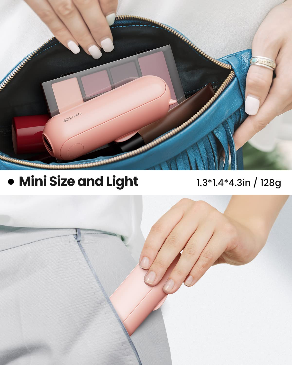 Gaiatop Portable Handheld Fan, Foldable Small Fan, Mini Hand Held Fan With Usb Rechargeable 2000Mah Battery, Eyelash Fan For Gir