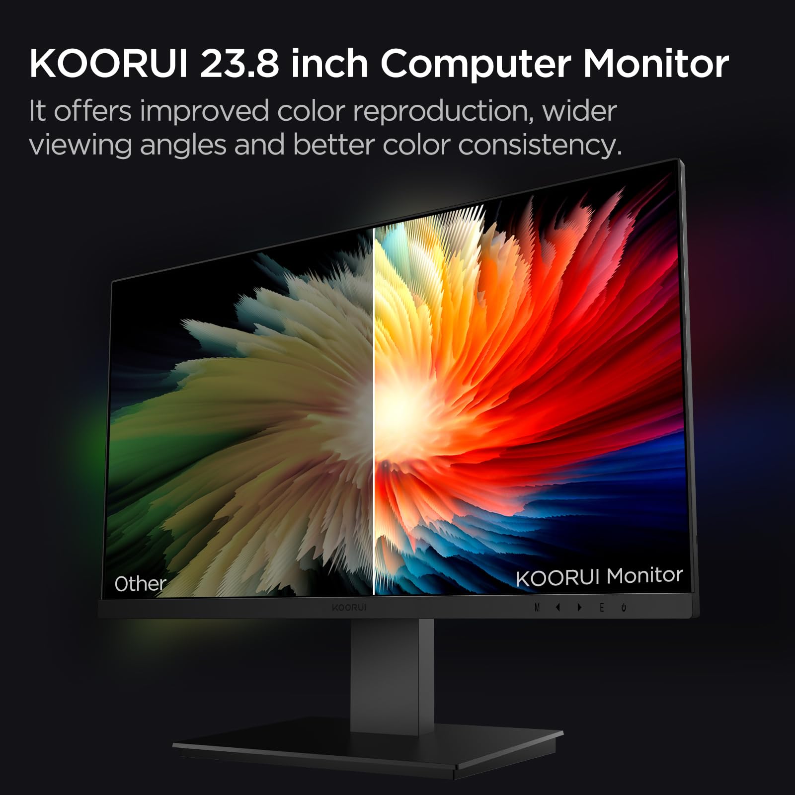 Koorui 24 Inch Computer Monitor Fhd 1920 X 1080P 100Hz, Built In Speakers, Ultra Slim Bezels, 75Mm Vesa Mountable, Tilt Adjustab