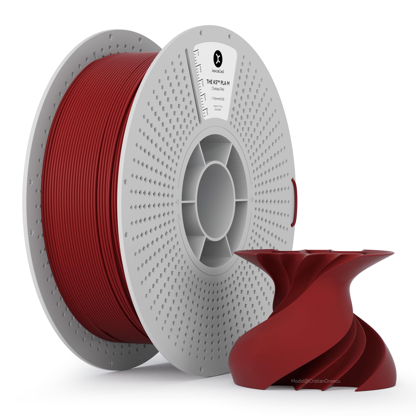 kexcelled Matte PLA Filament 1.75mm, Ruby Red Cherry Red PLA 3D Printer Filament 1kg Reusable Spool (2.2lbs) with +/-0.03mm, Tan