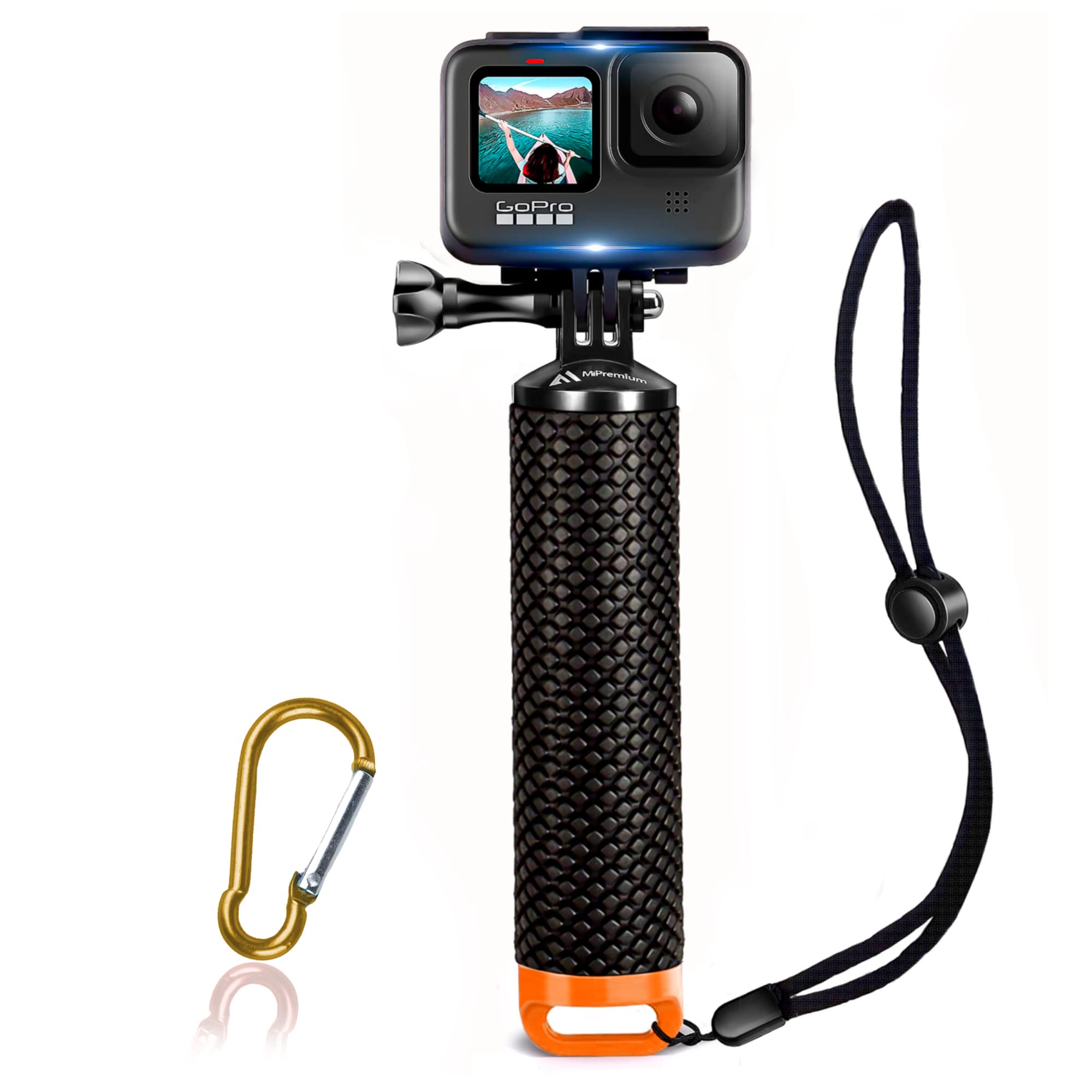 Floating Hand Grip Waterproof Monopod For Gopro Hero 13 12 11 10 9 8 7 6 5 4 3+ Session Black Silver Action Camera Handler & Handle Mount Accessories For Underwater Snorkeling & Water Sports (Orange)