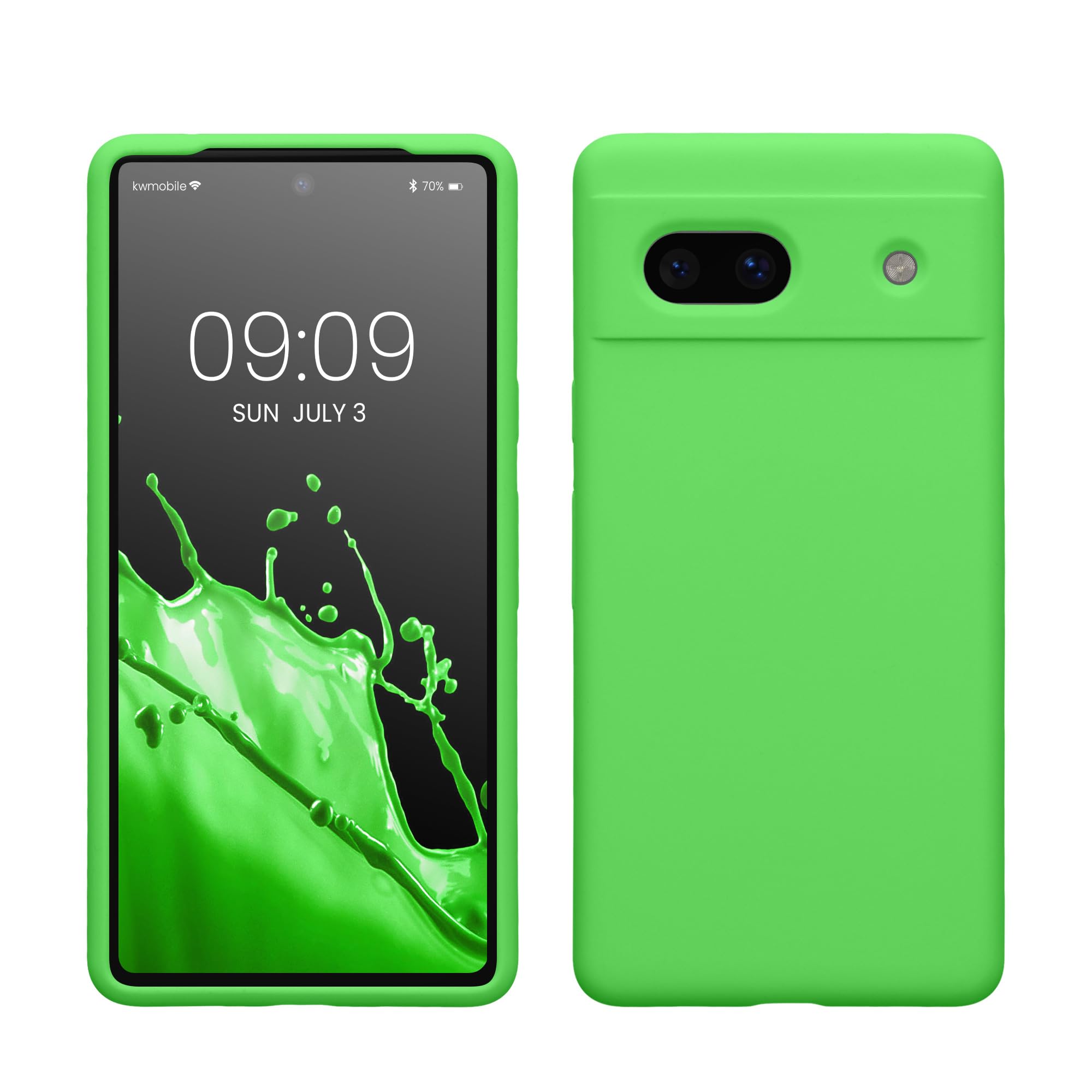kwmobile Case Compatible with Google Pixel 7a Case - TPU Silicone Phone Cover with Soft Finish - Lime Green