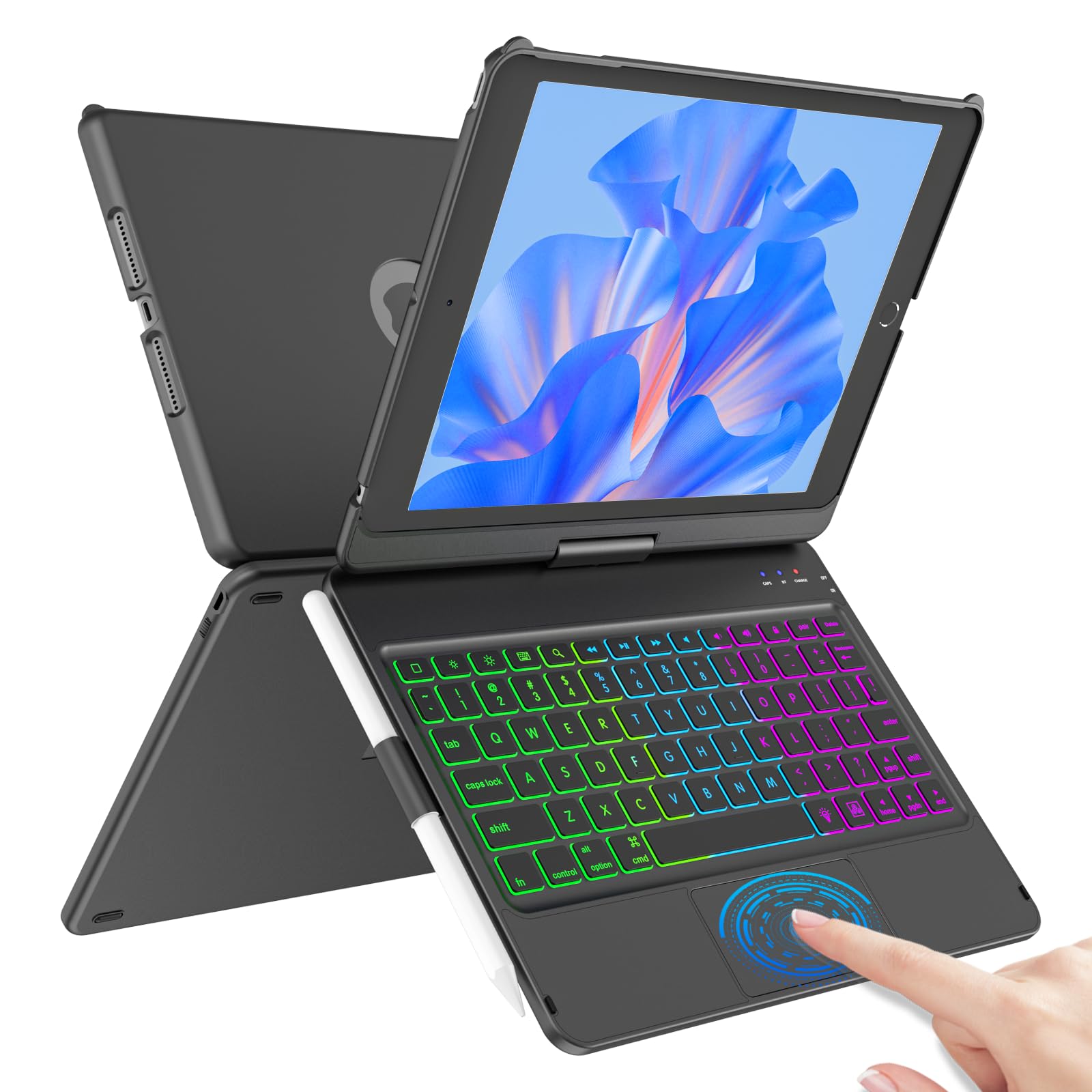 Coo Keyboard Case For Ipad 10.2'' 9Th/8Th/7Th Gen, For Ipad Air 10.5'' (3Rd Gen) / For Ipad Pro 10.5 In, With Backlit 10 Color 3