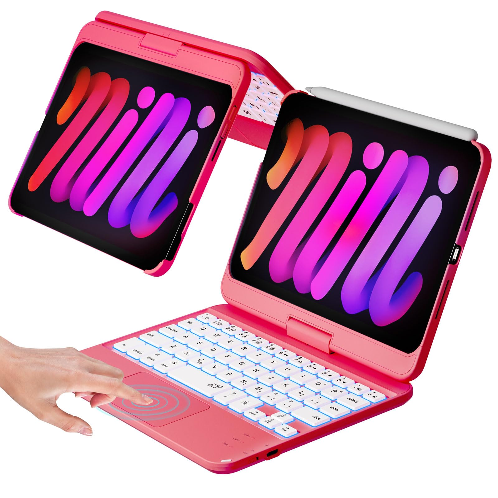 NOKBABO iPad Mini 6th Case with Keyboard (8.3 inch), 7-Color Backlight,Multi-Touchpad, 360Rotatable, Wireless Keyboard for iPad 