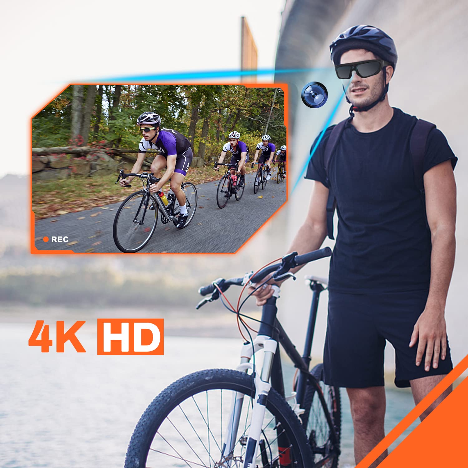 Dahocamgo Camera Sunglasses 4K Hd Video Glasses Sport Camera Shooting Glasses For Cycling, Camping, Driving, Hunting, Skateboard