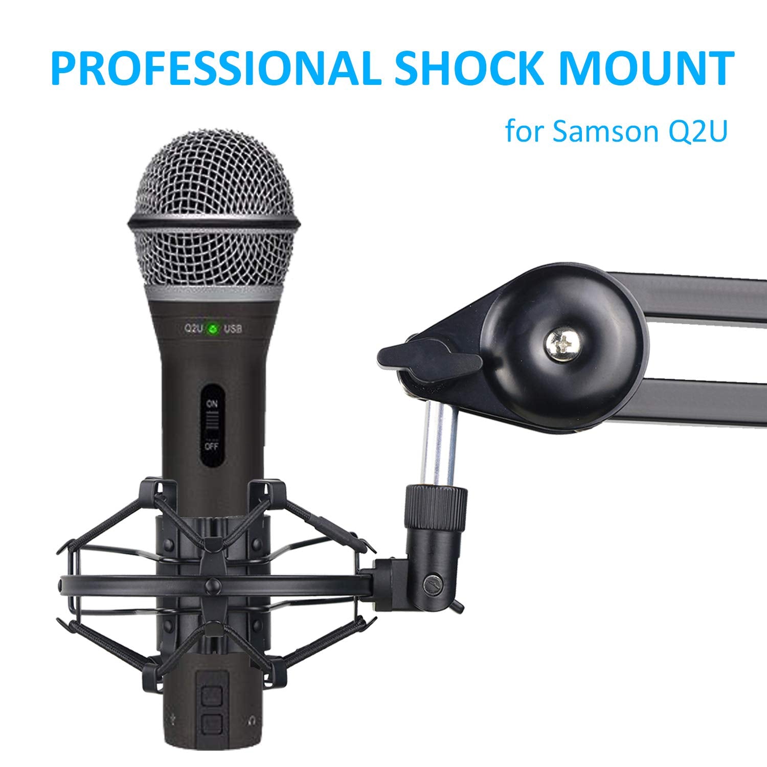 Sunmon Q2U Usb/Xlr Microphone Shock Mount Holder For Reduces Vibration And Noise, Suitable For Samson Q2U Usb/Xlr Dynamic Mic