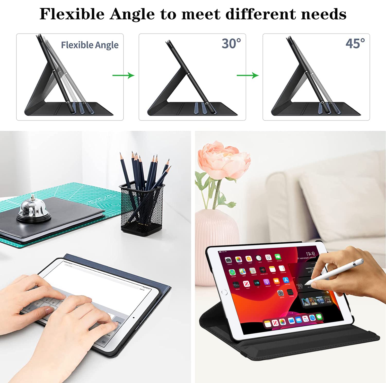 Rotating Case For Ipad 9Th Generation (2021) / 8Th Generation (2020) / 7Th Gen (2019) 10.2 Inch  360 Degree Rotating Multi Angle