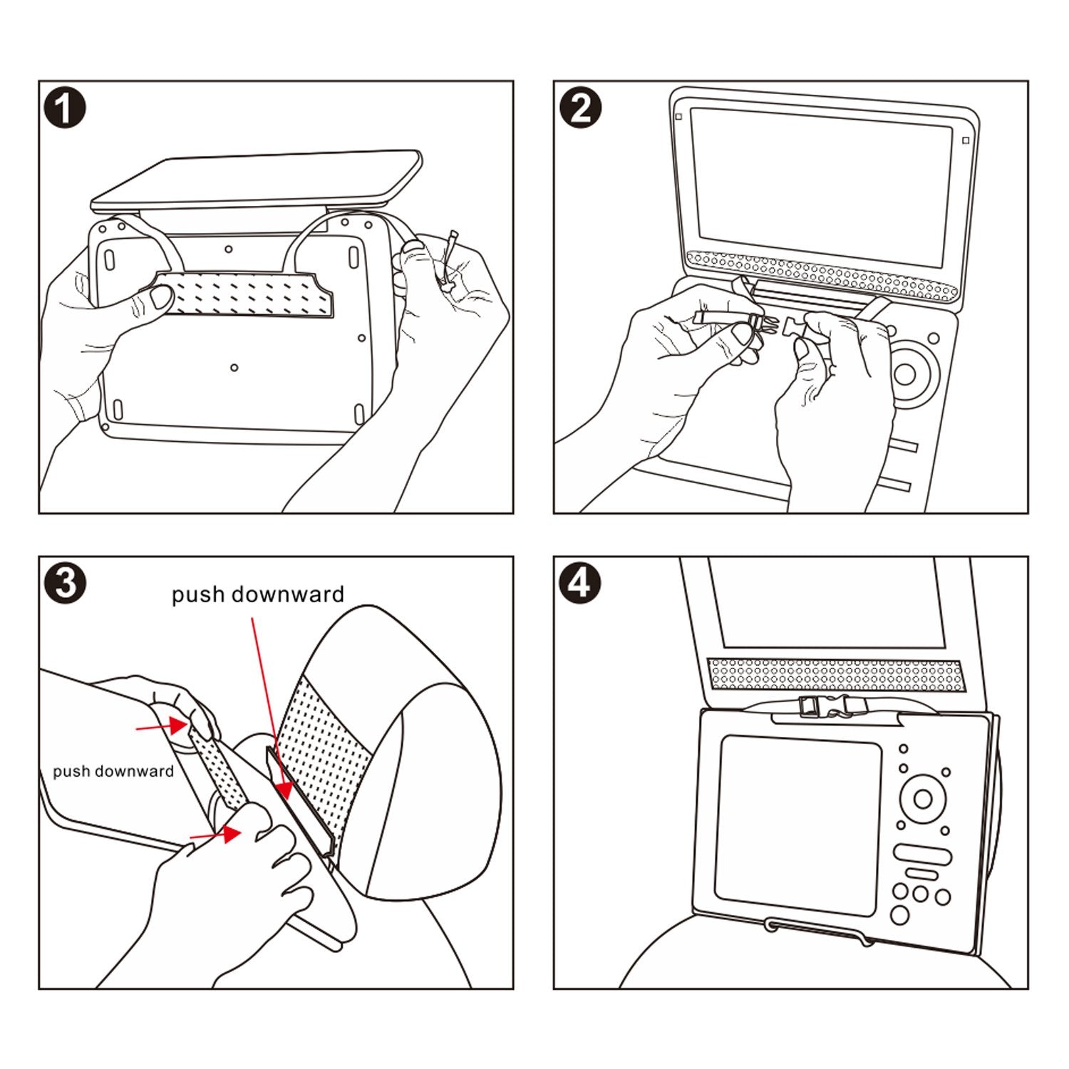 Tfy Car Headrest Mount Holder For Standard (Laptop Style) Portable Dvd Player