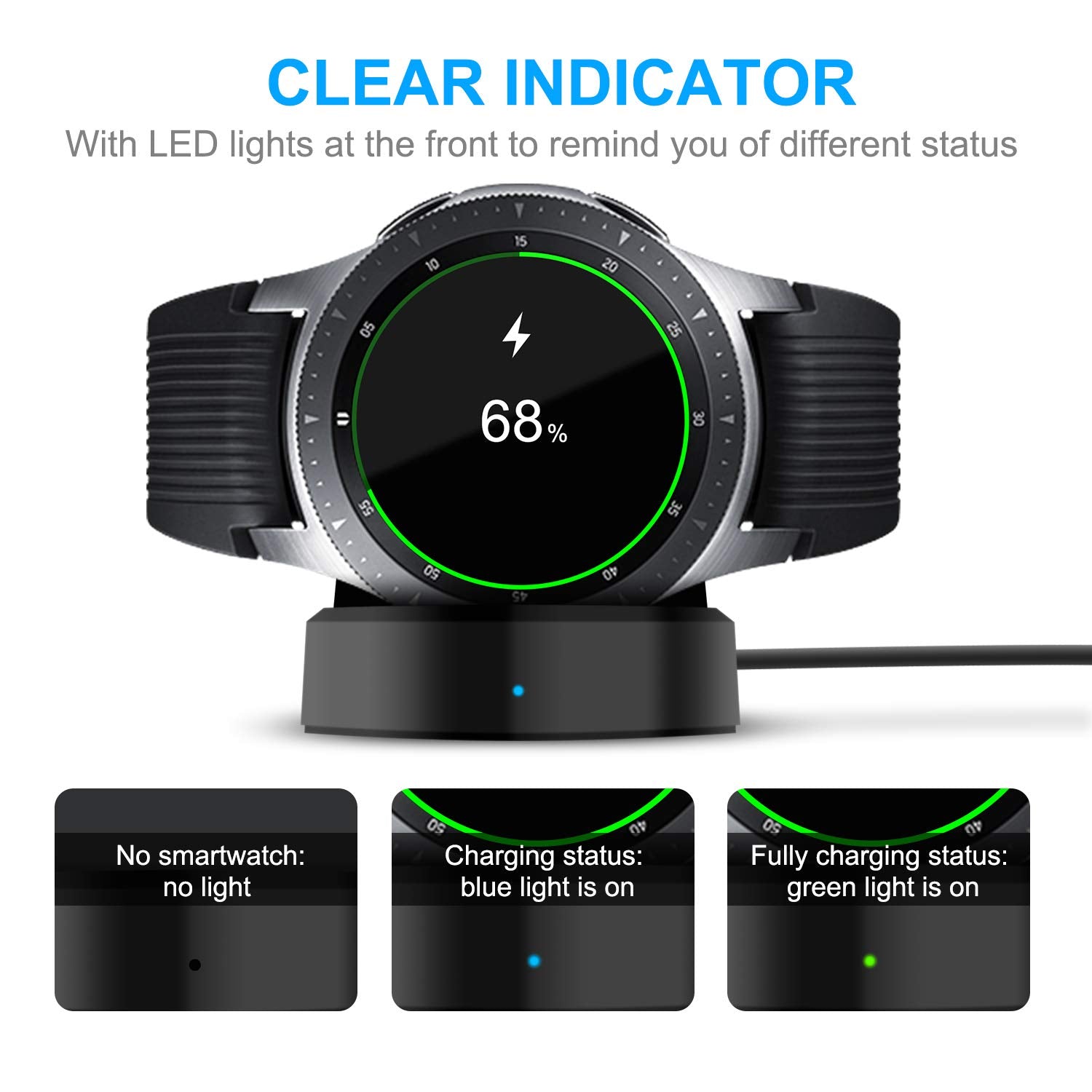 Updated Charger Compatible With Samsung Galaxy Smart Watch 42Mm 46Mm, Replacement Charging Dock Cradle Only For Samsung Galaxy S