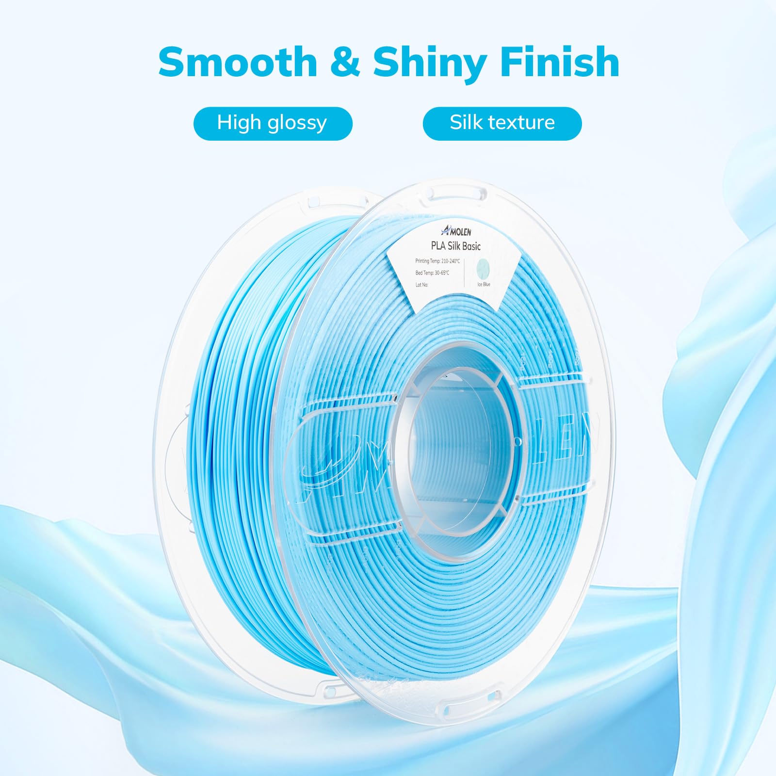 Amolen Silk Pla 3D Printer Filament, Shiny Ice Blue Silk Pink Pla Filament 1.75Mm, High Speed 3D Printing Pla Filament For Most