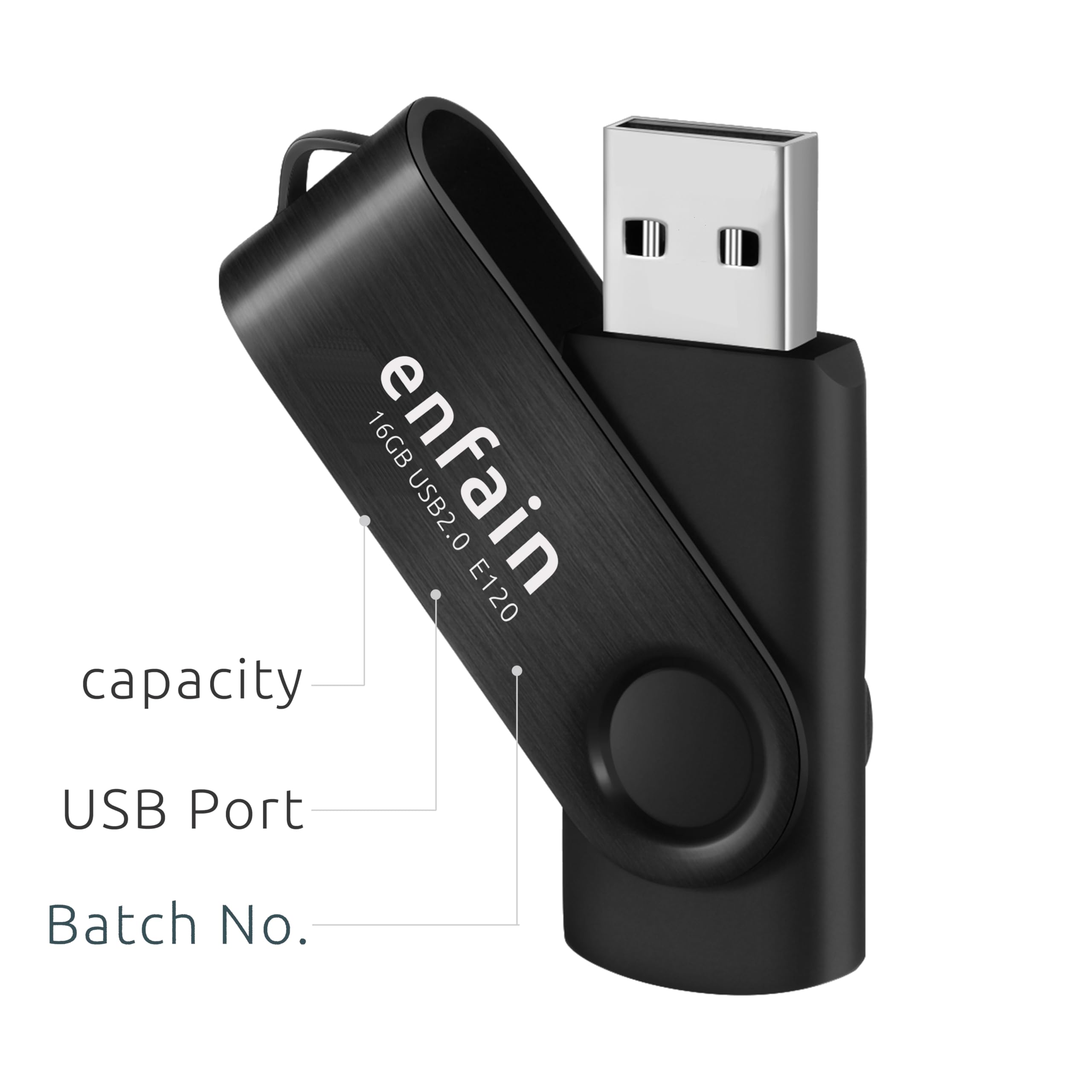 Enfain 10 Pack Of 32Gb Usb 3.0 Flash Drives Write Speed Up To 25Mb/S Read Speed Up To 90Mb/S (All Black)