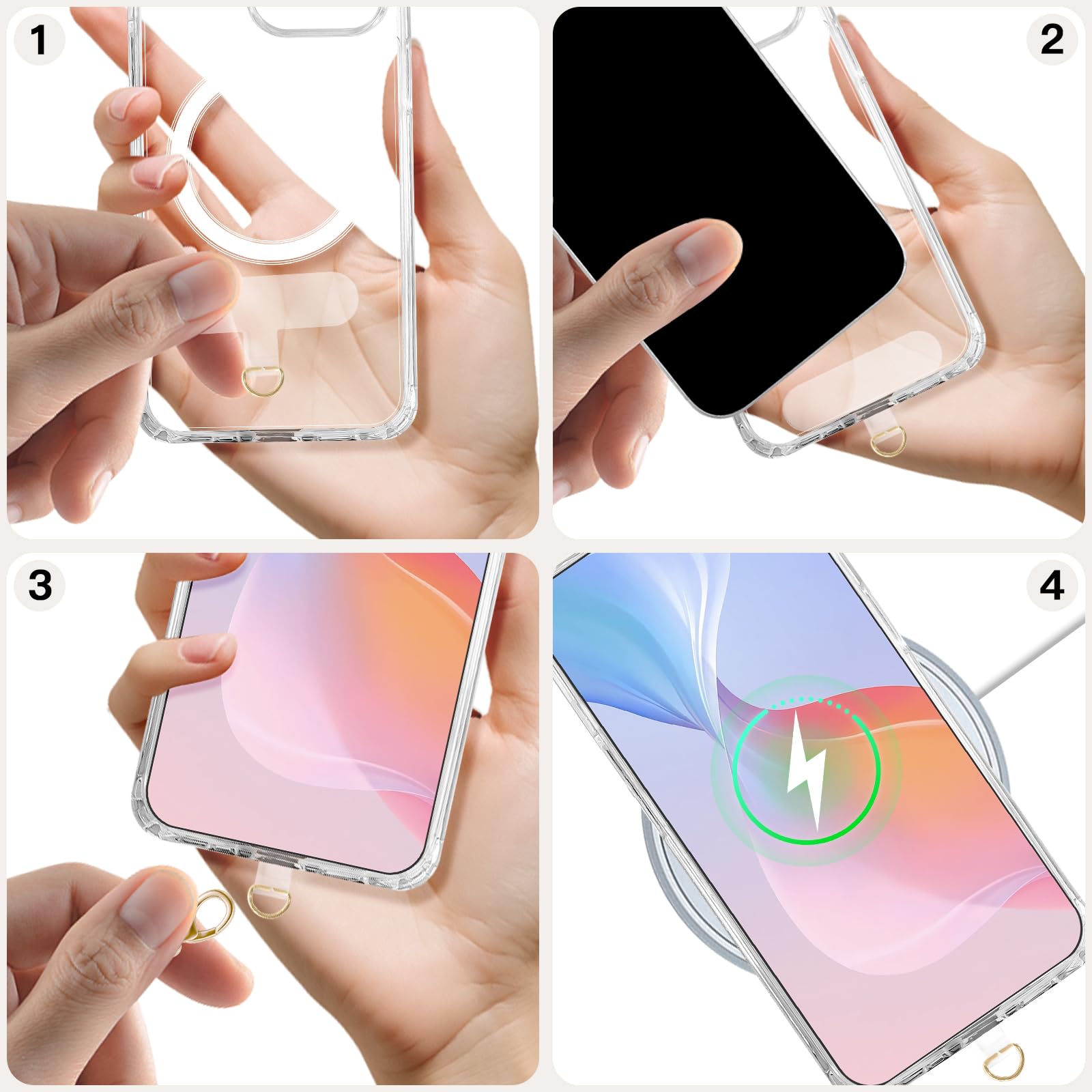 Unnfiko 2Pcs Crossbody Cell Phone Lanyard For Women, Universal Metal Phone Chain Strap Crossbody With Phone Tether Tab (Gold & S