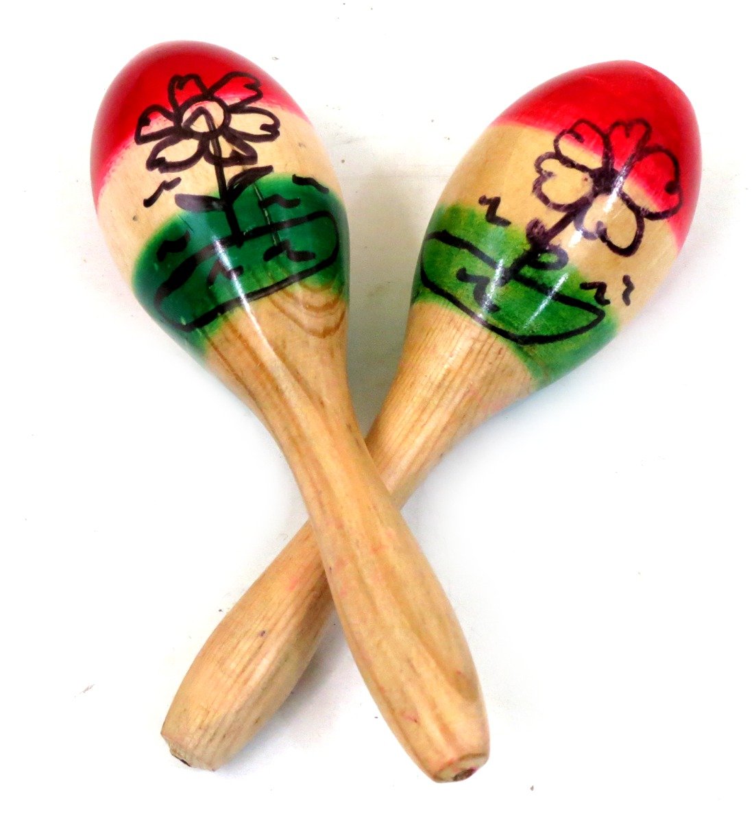 Leos Imports Handmade Mexican Maracas - 3 Color Traditional Wood Pair for Kids, Cinco de Mayo, Weddings, and Fiestas and More