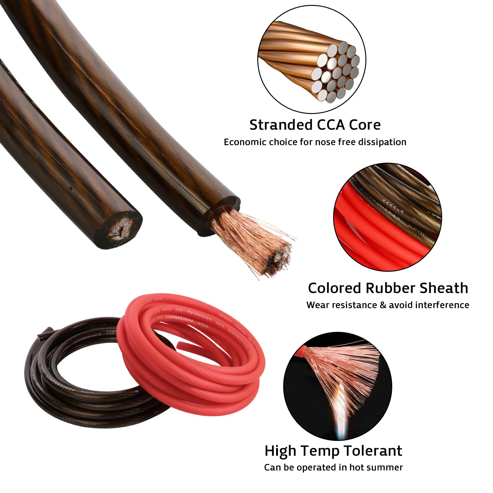 Hbu 12 Gauge Amplifier Wiring Kit   12 Awg Car Audio Complete Amp Install Kit With Rca Interconnect Cables & 60A Agu Inline Fuse